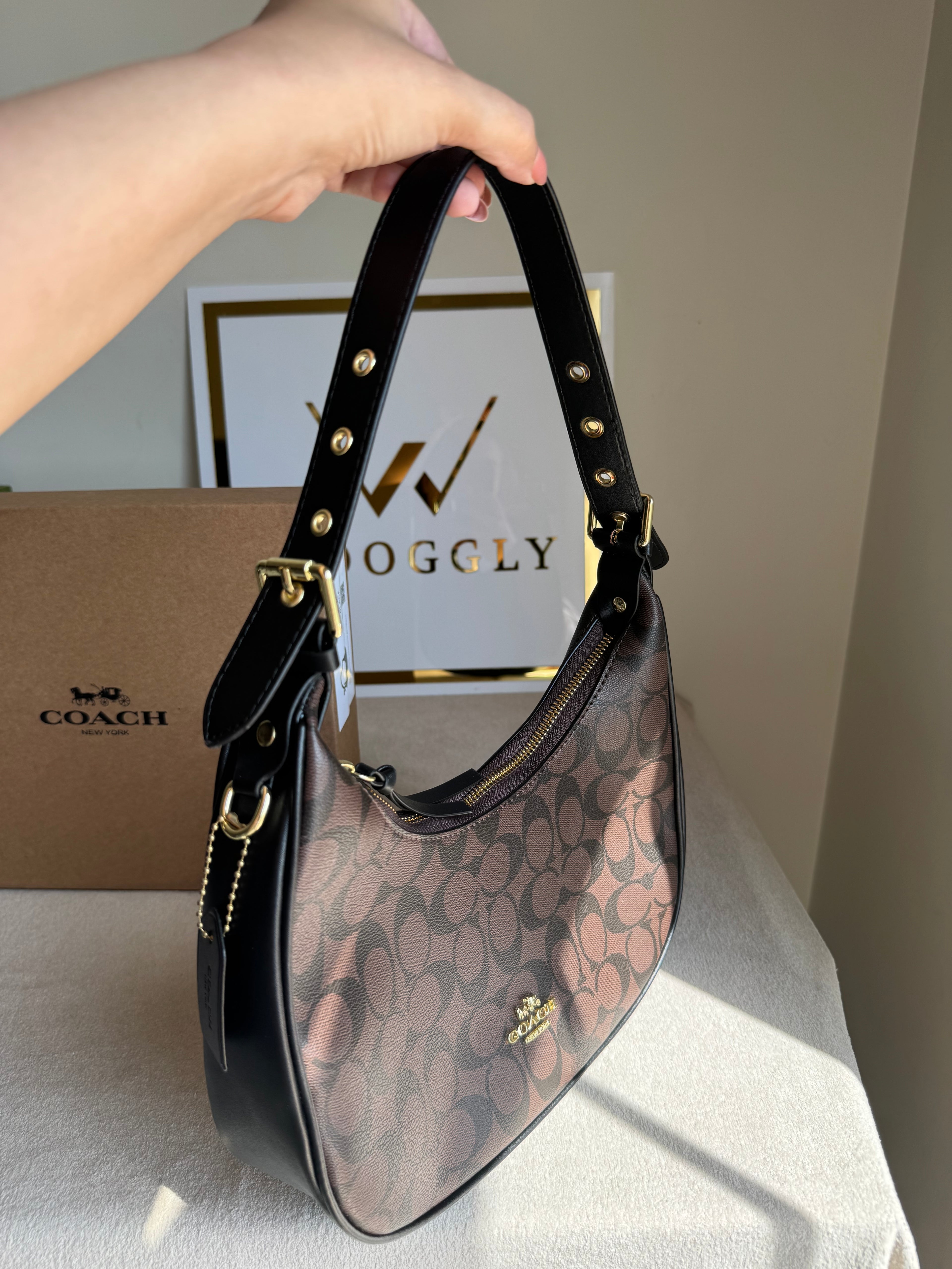 Coach Hobo Bag - Signature Brown (BOX PACKING)