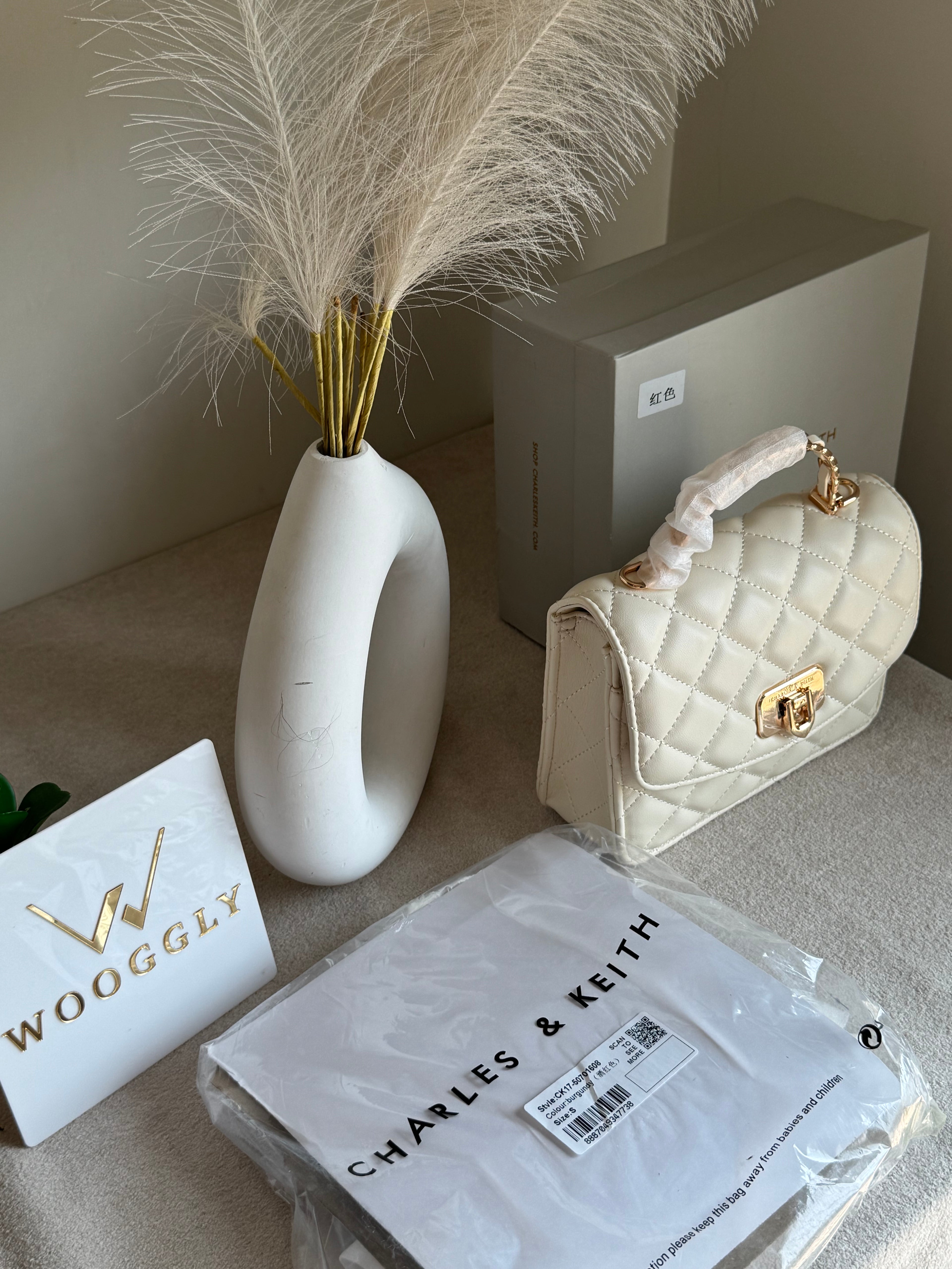 Premium C & K Elora Bag with PROPER PACKING Cream