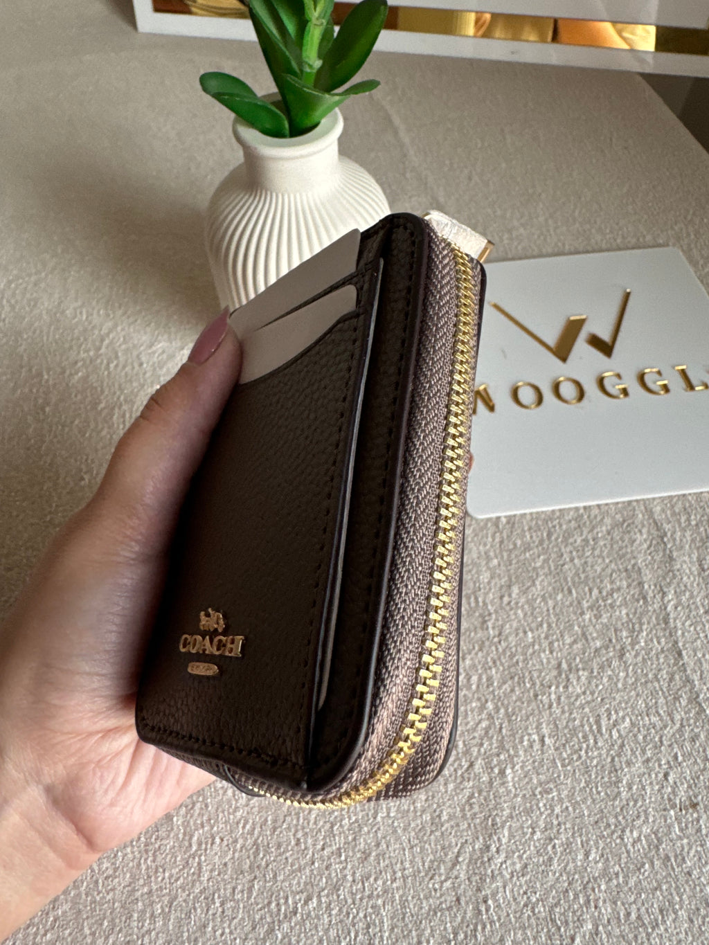 Coach Zip Card Case - Olive