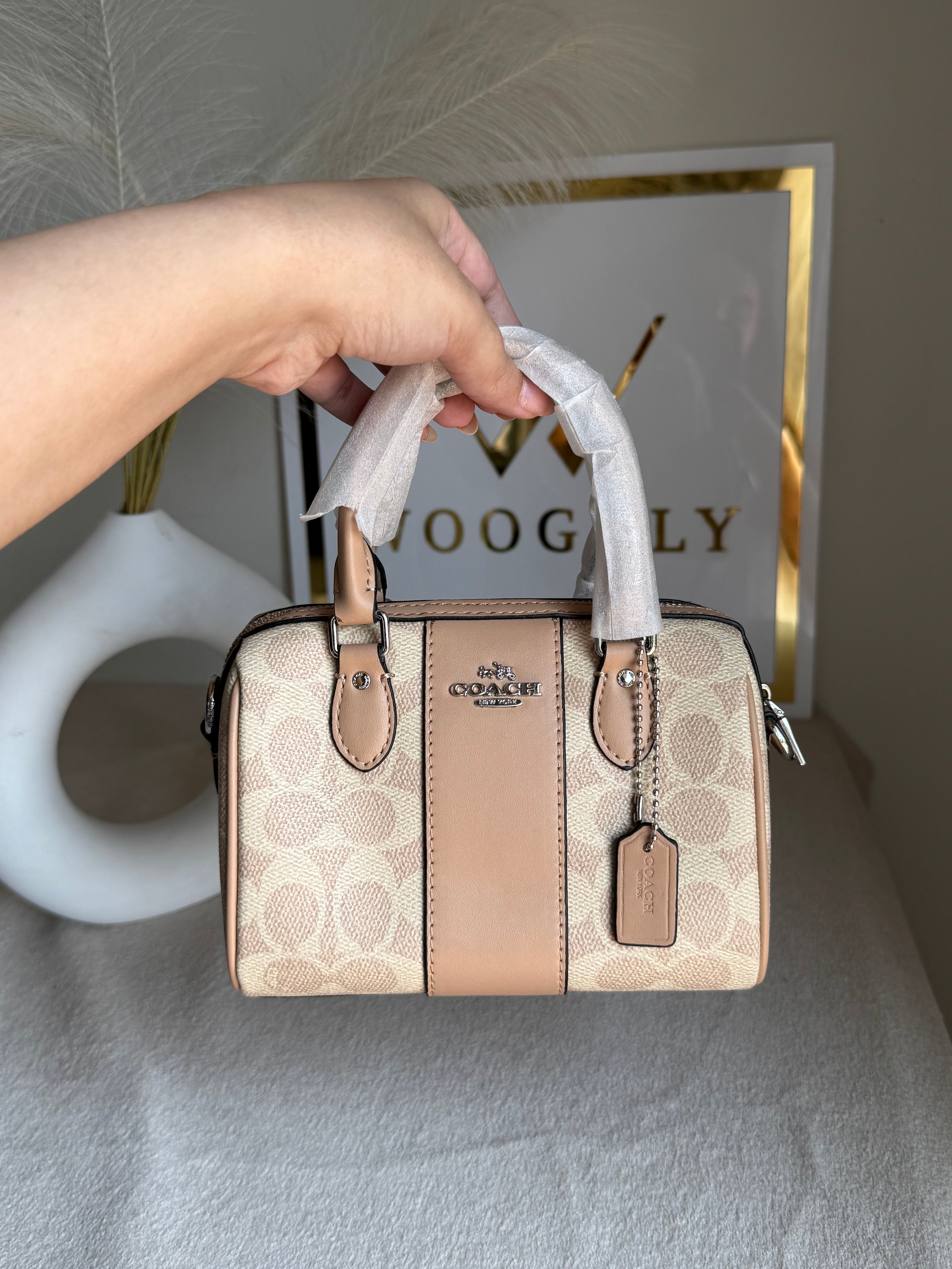 COACH Mini Duffle Bag PREMIUM with Long Strap (Beige) - BOX PACKING