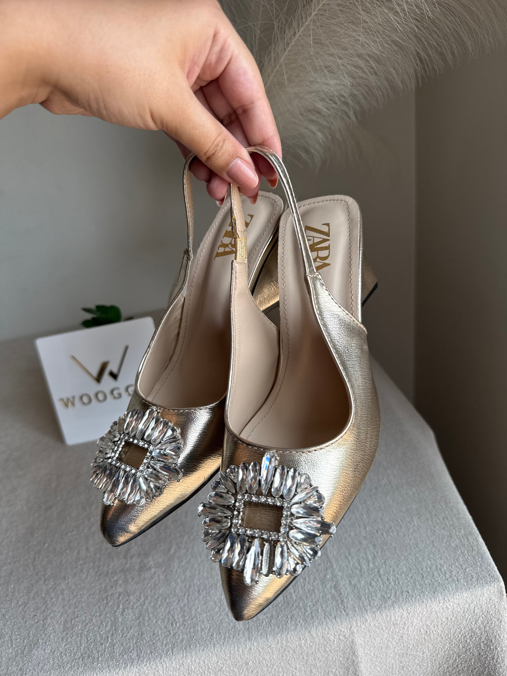 Zara Crystal Heels - Champagne
