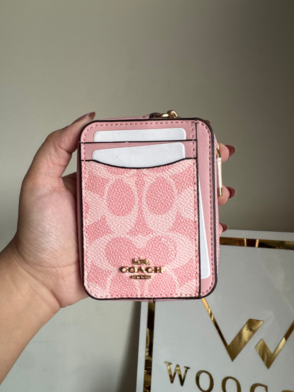 Coach Zip Card Case - Baby Pink