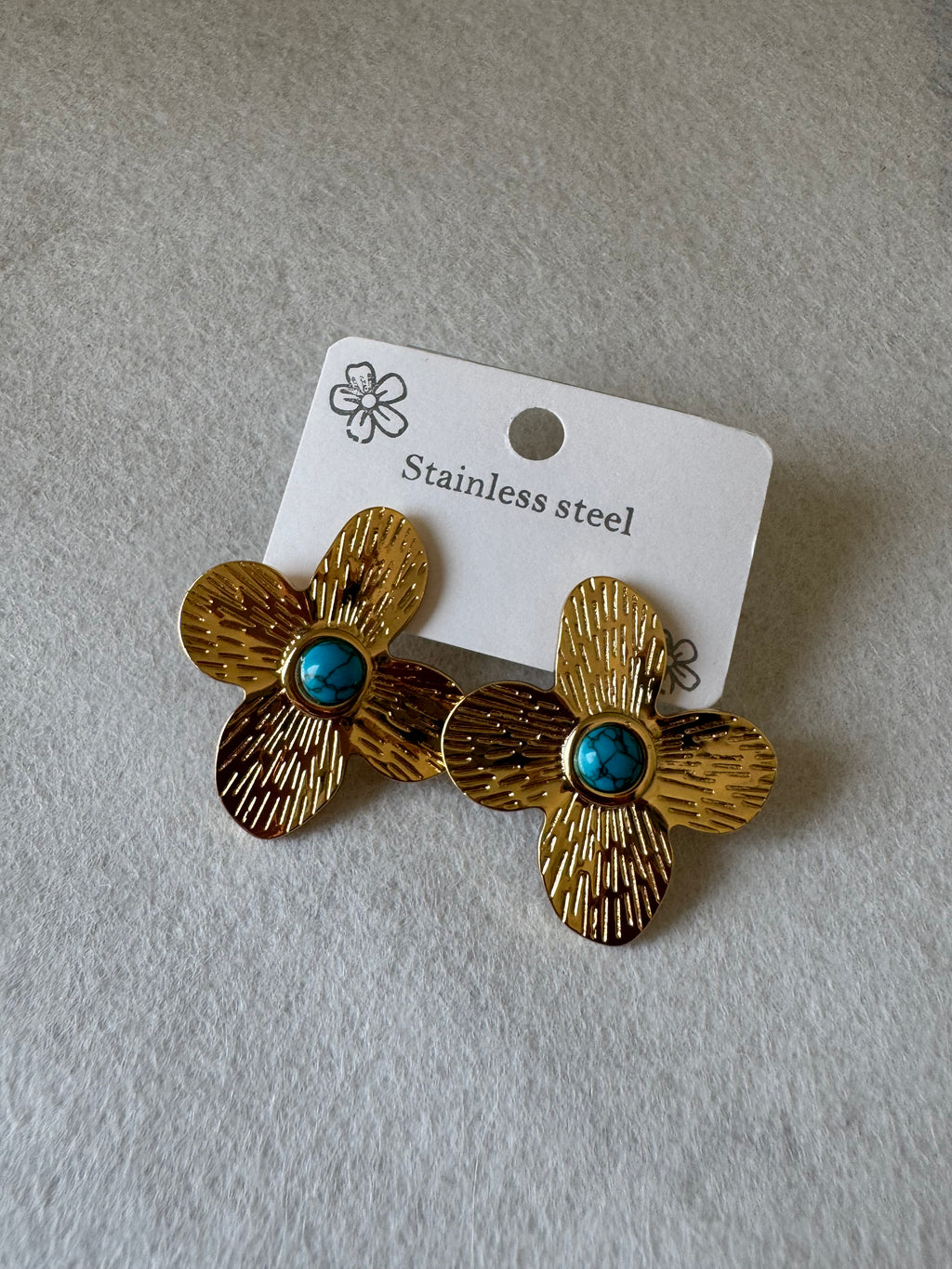 Turquoise & Gold Statement Earrings - 18K Gold Plated