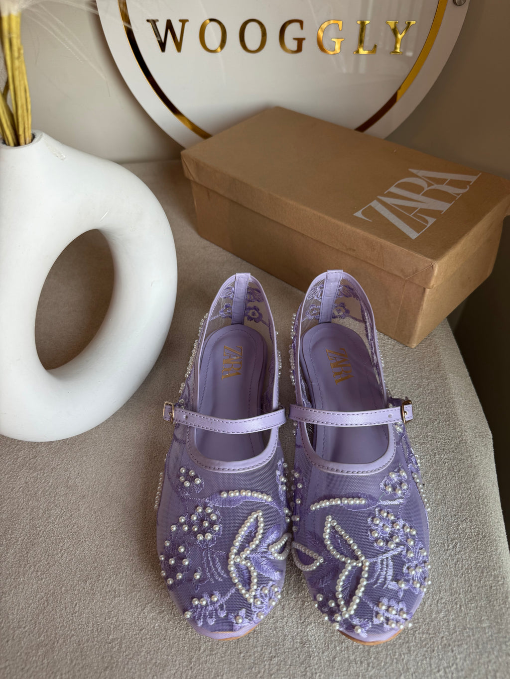Zara Embroided Net Pumps - Lilac