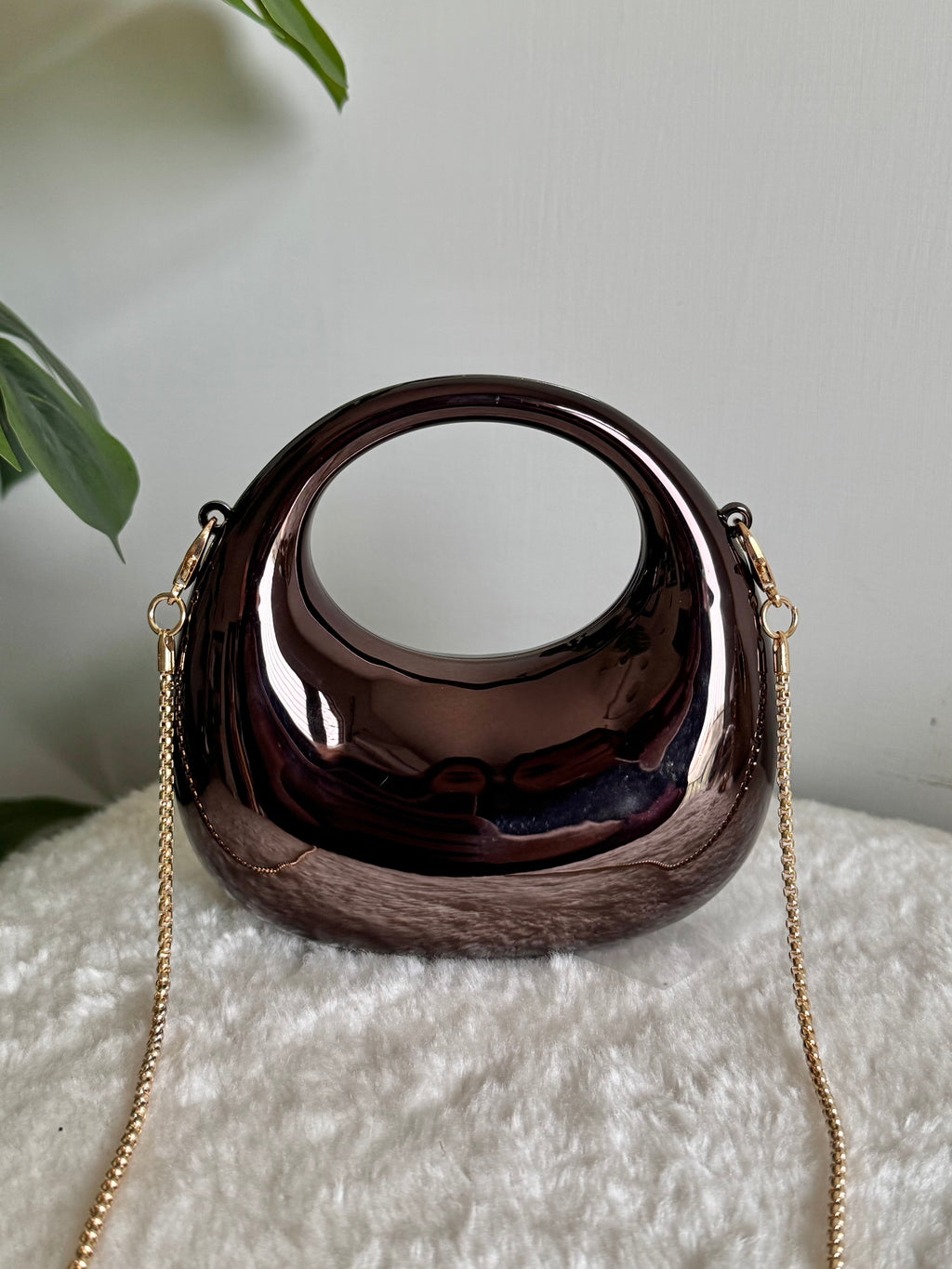 Viral Metallic Clutch with Chain - Mini Black