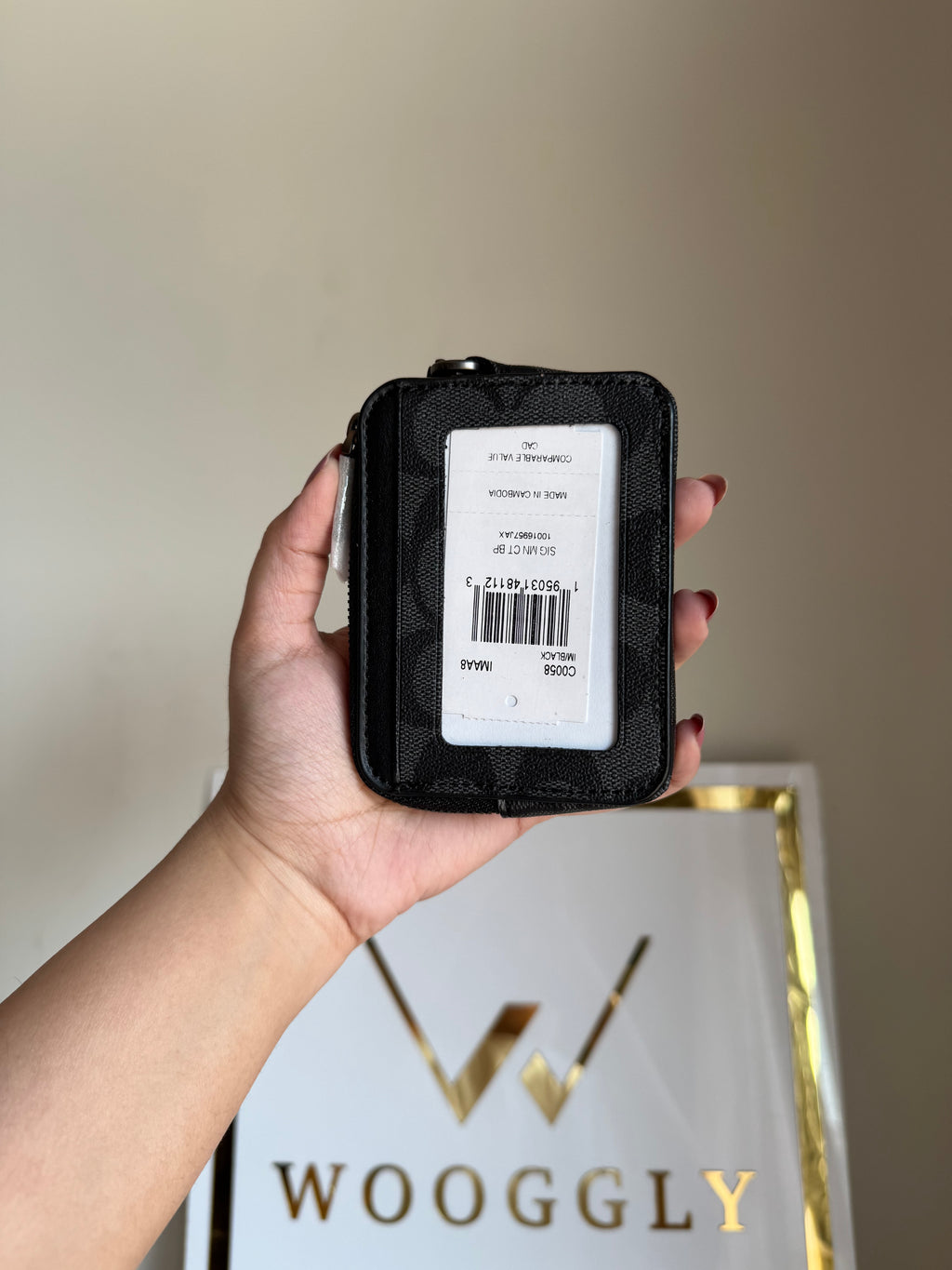 Coach Zip Card Case - Black with Silver Logo