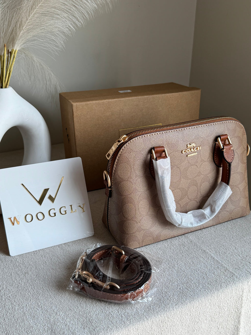 COACH PREMIUM Hand Bag (Apricot Brown) BOX PACKING
