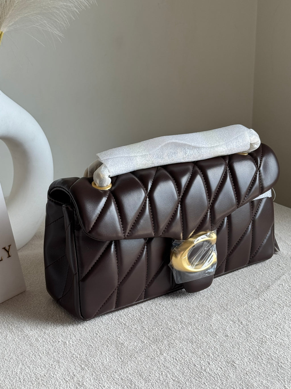 COACH Quilted Tabby EXTREMELY PREMIUM (Chocolate Brown) - BOX PACKING