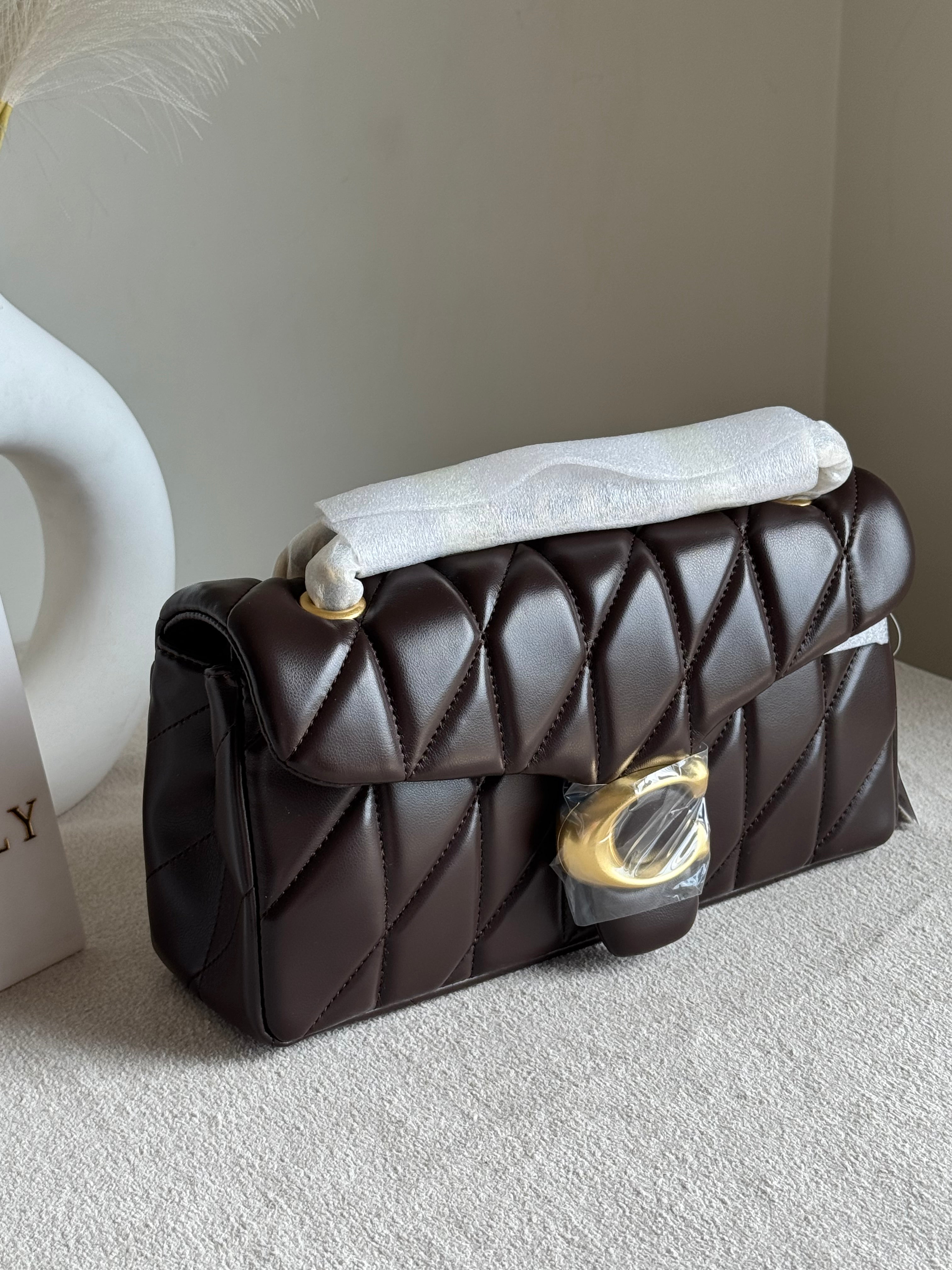 COACH Quilted Tabby EXTREMELY PREMIUM (Chocolate Brown) - BOX PACKING