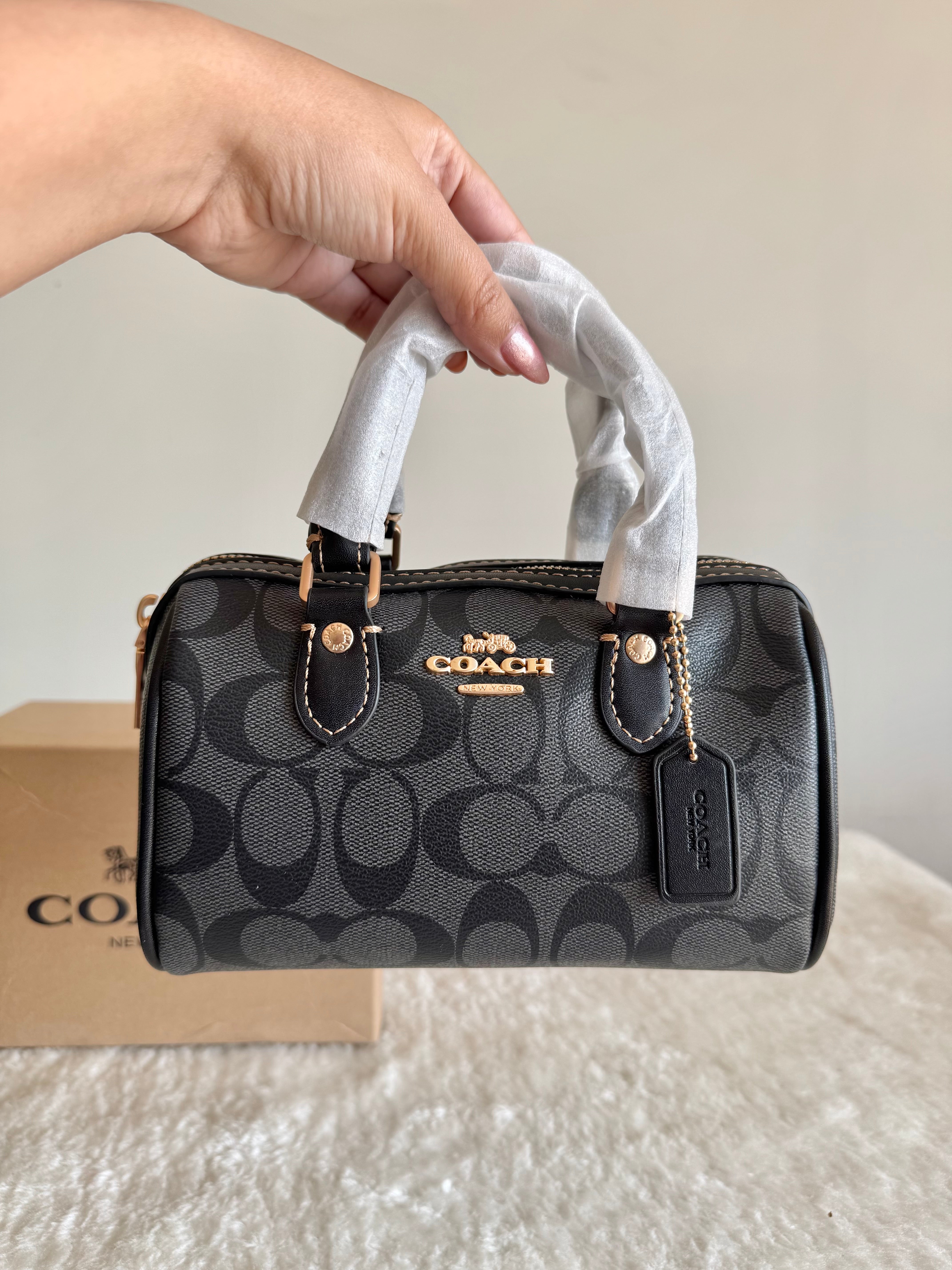 COACH Mini Duffle Bag PREMIUM with Long Strap (Black) - BOX PACKING