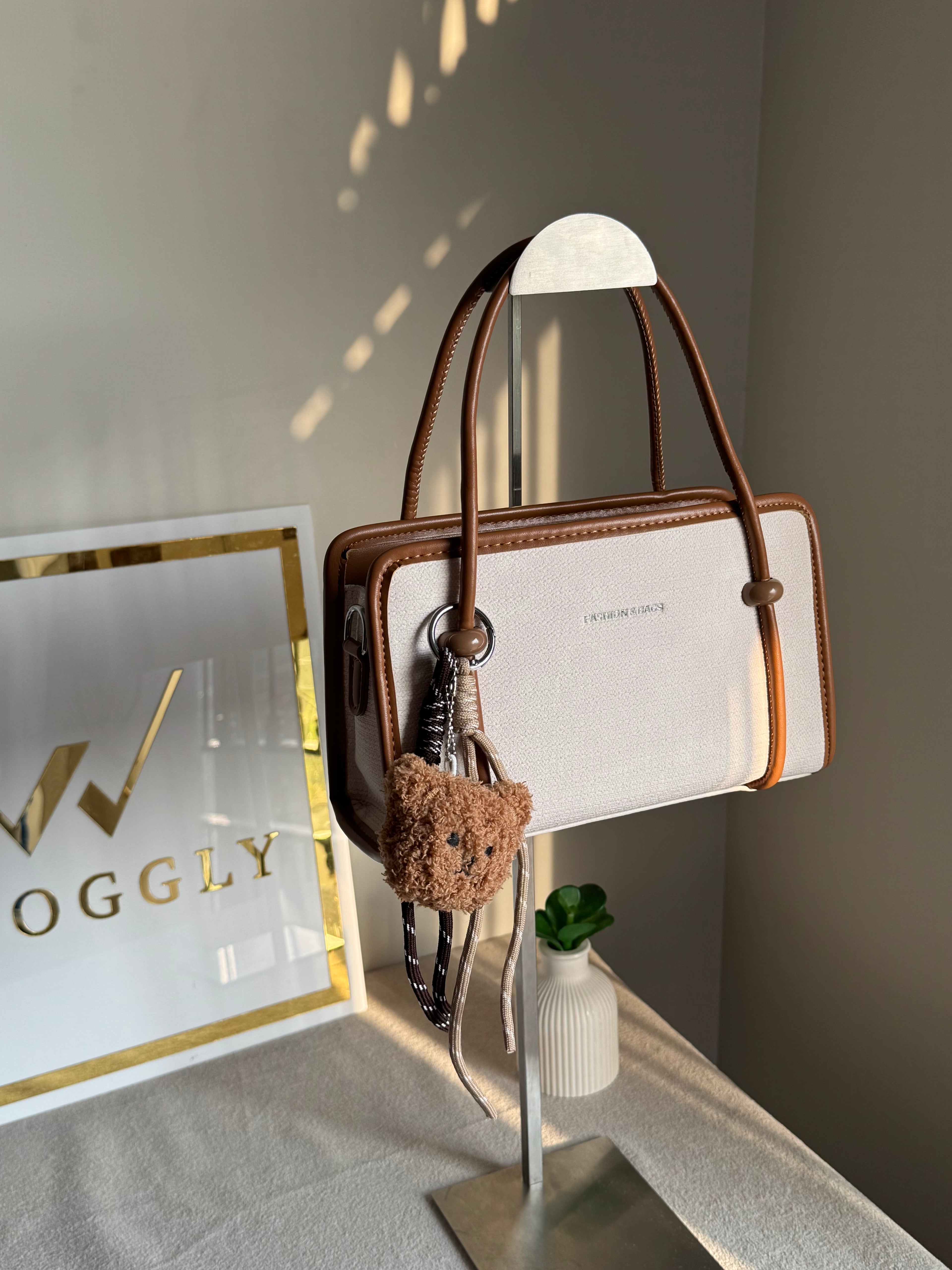 Coco White Teddy Bag with Teddy Bag Charm