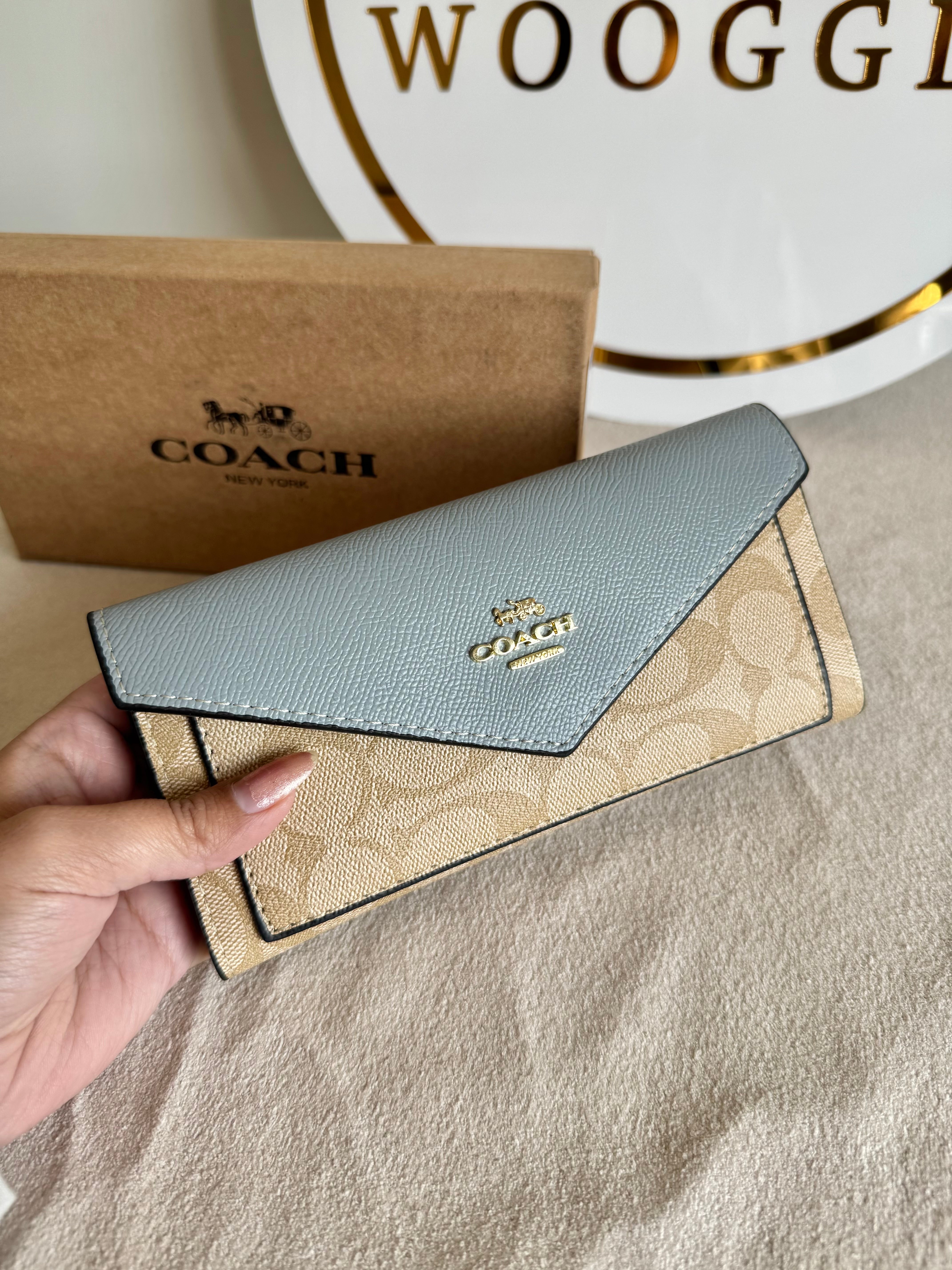 COACH Wallet with Card Holder Set Blue - Box Packing