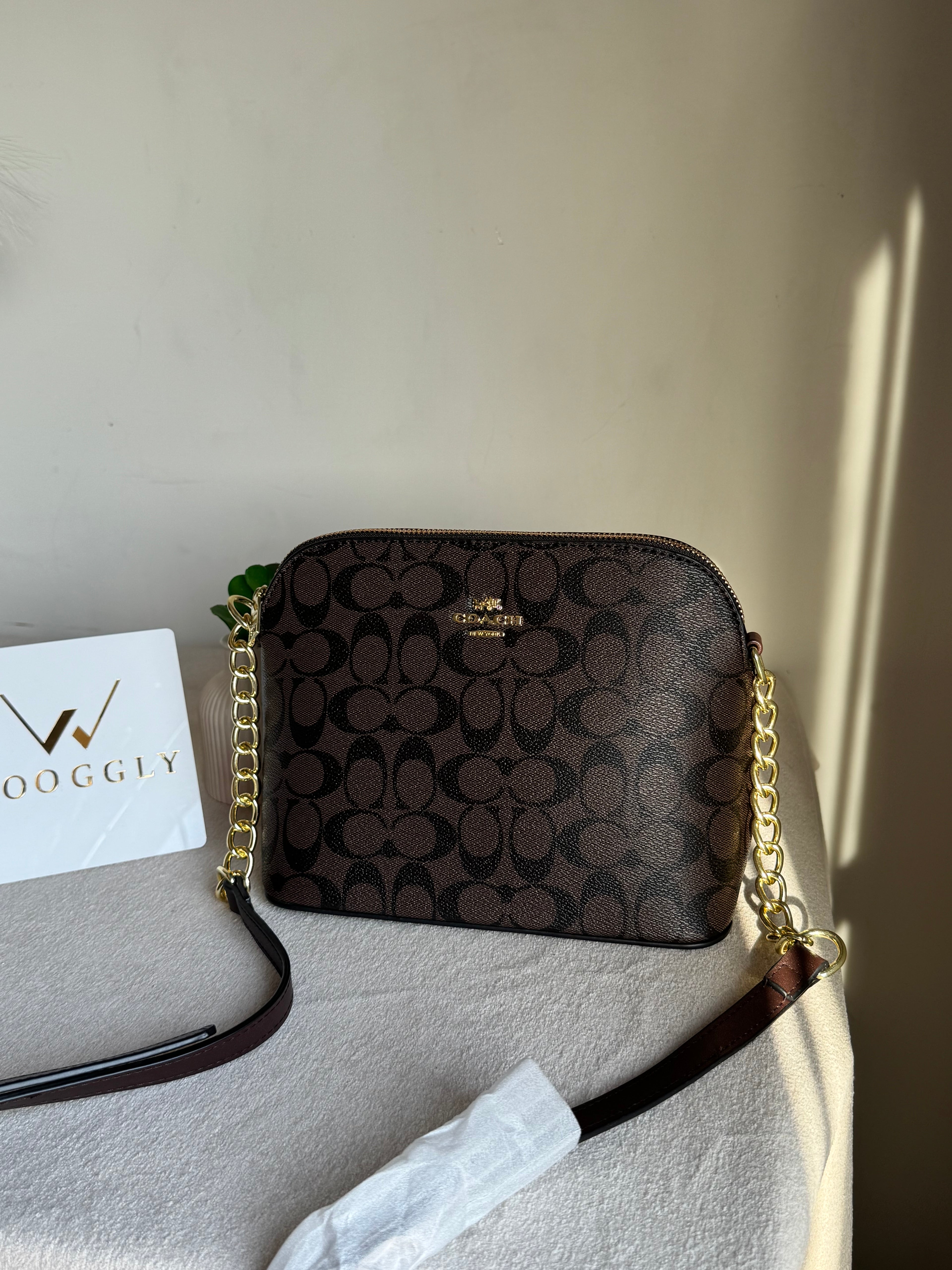 COACH Premium Crossbody Bag - Signature Brown