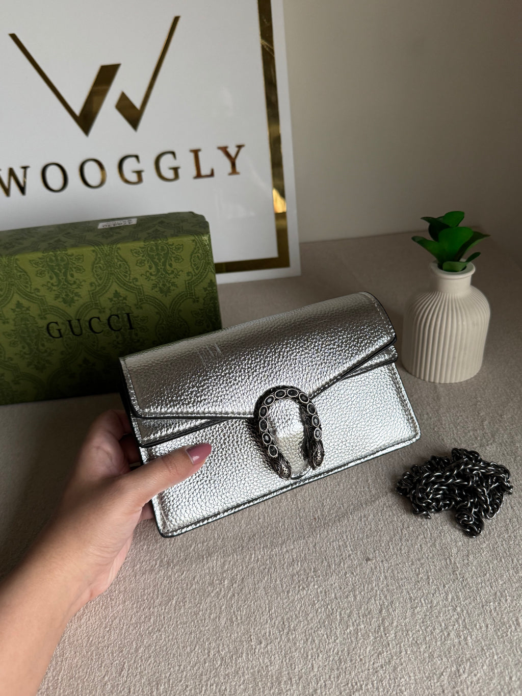 Viral Mini Gucci Bag Silver - Box Packing