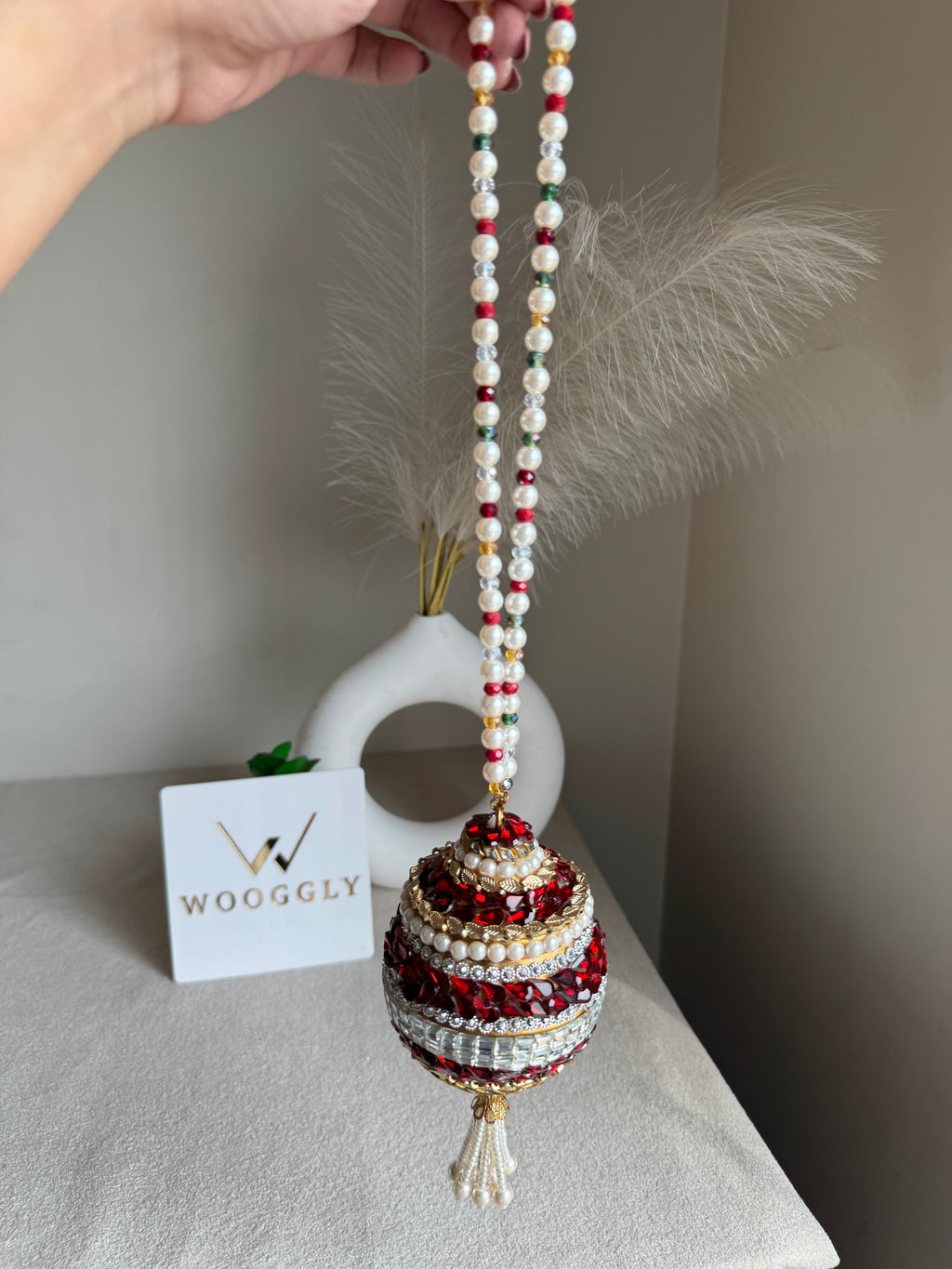 Turkish Potli - Reddish Kundan