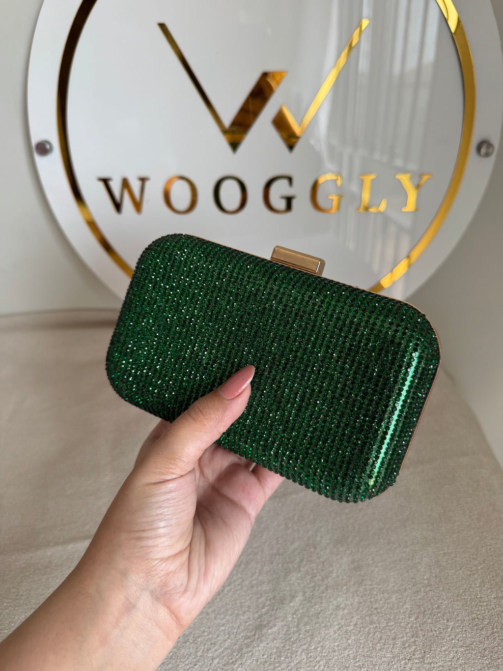 Mehar Shimmer Clutch - Emerald Green