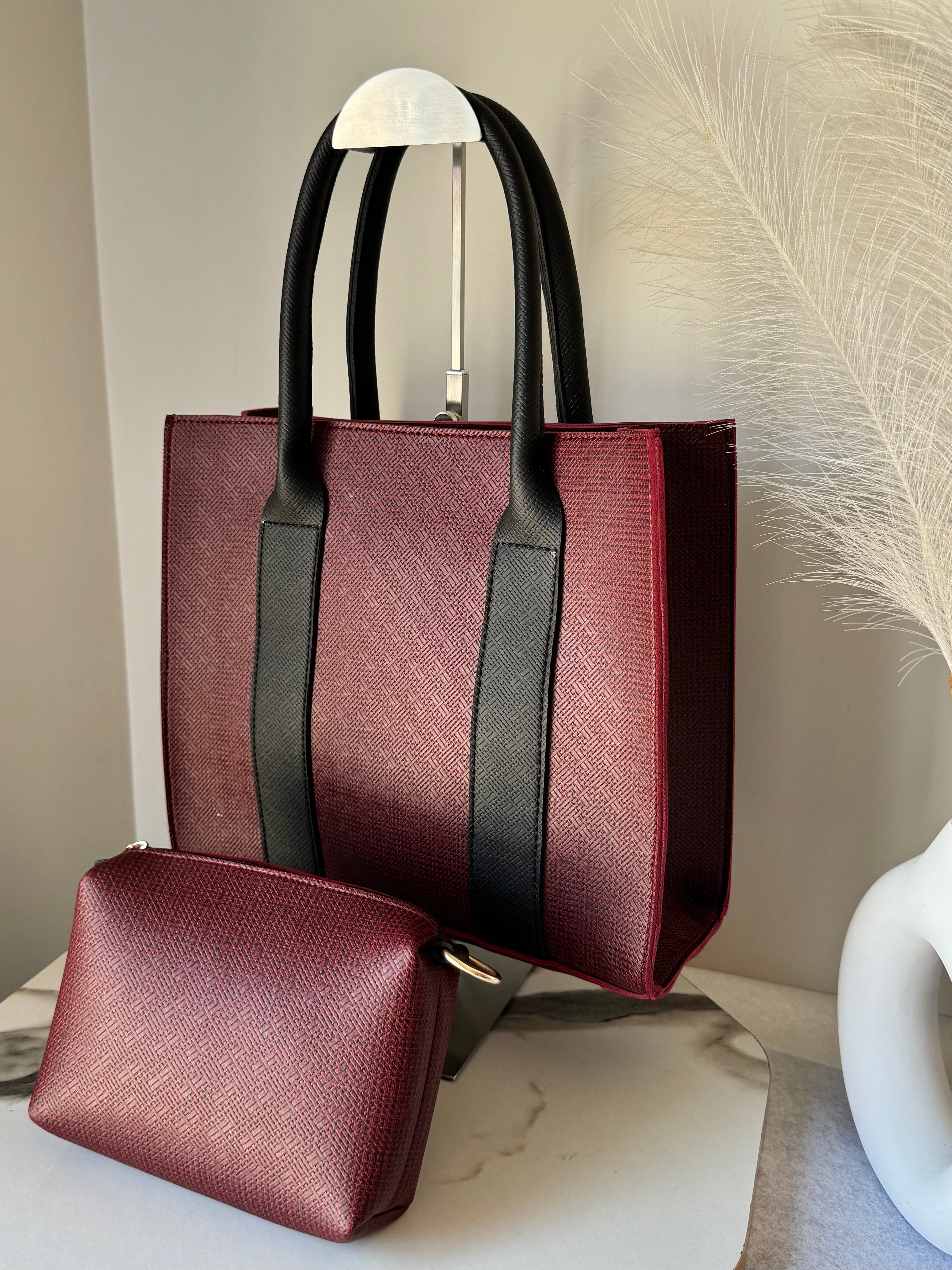 Mashion Tote with Pouch - Maroon