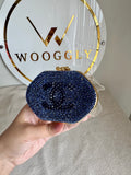 Mini Chanel Embellished Clutch with Chain - Blue