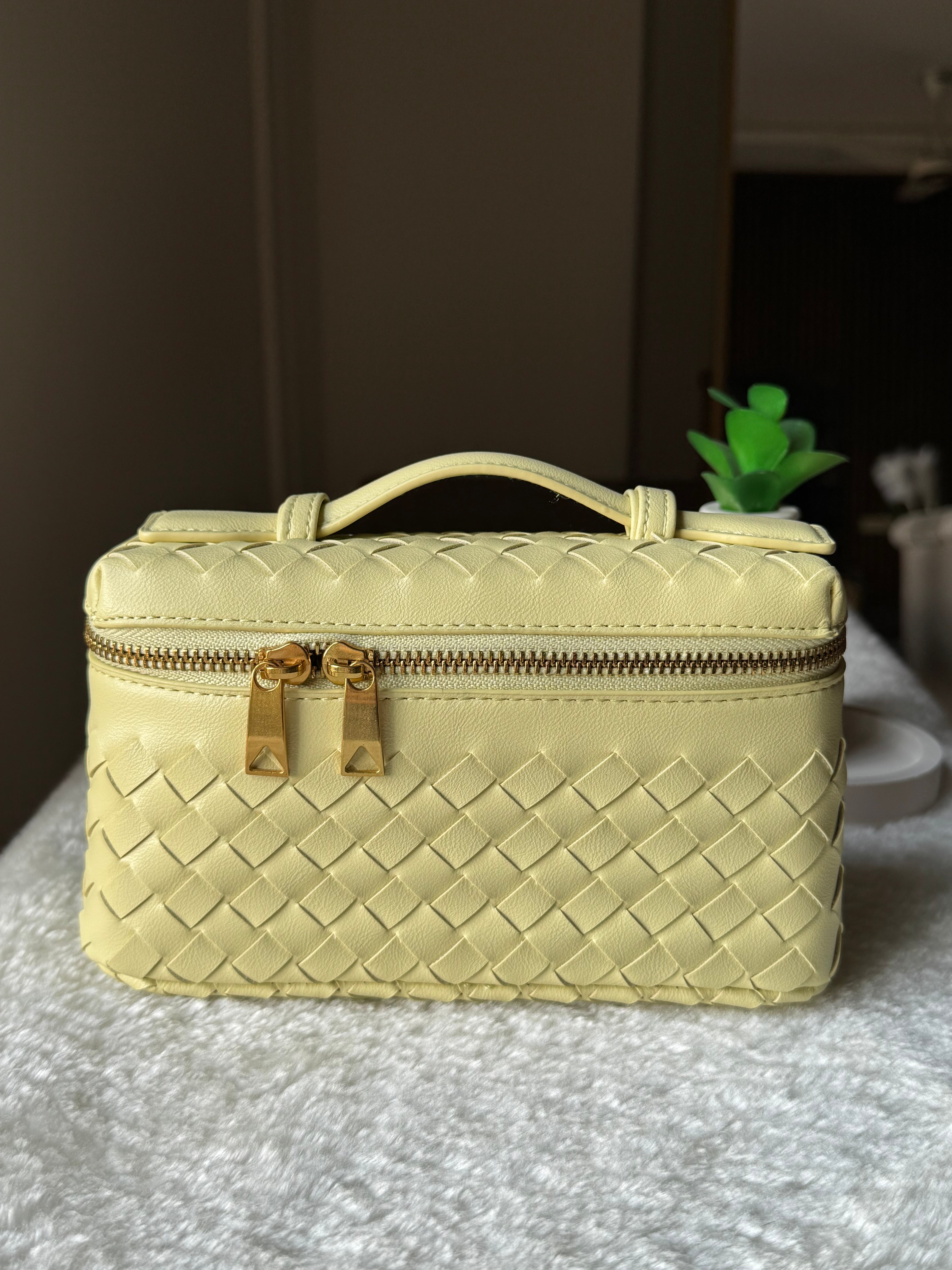 JW Pie Woven Bag with Long Strap (Butter Yellow)