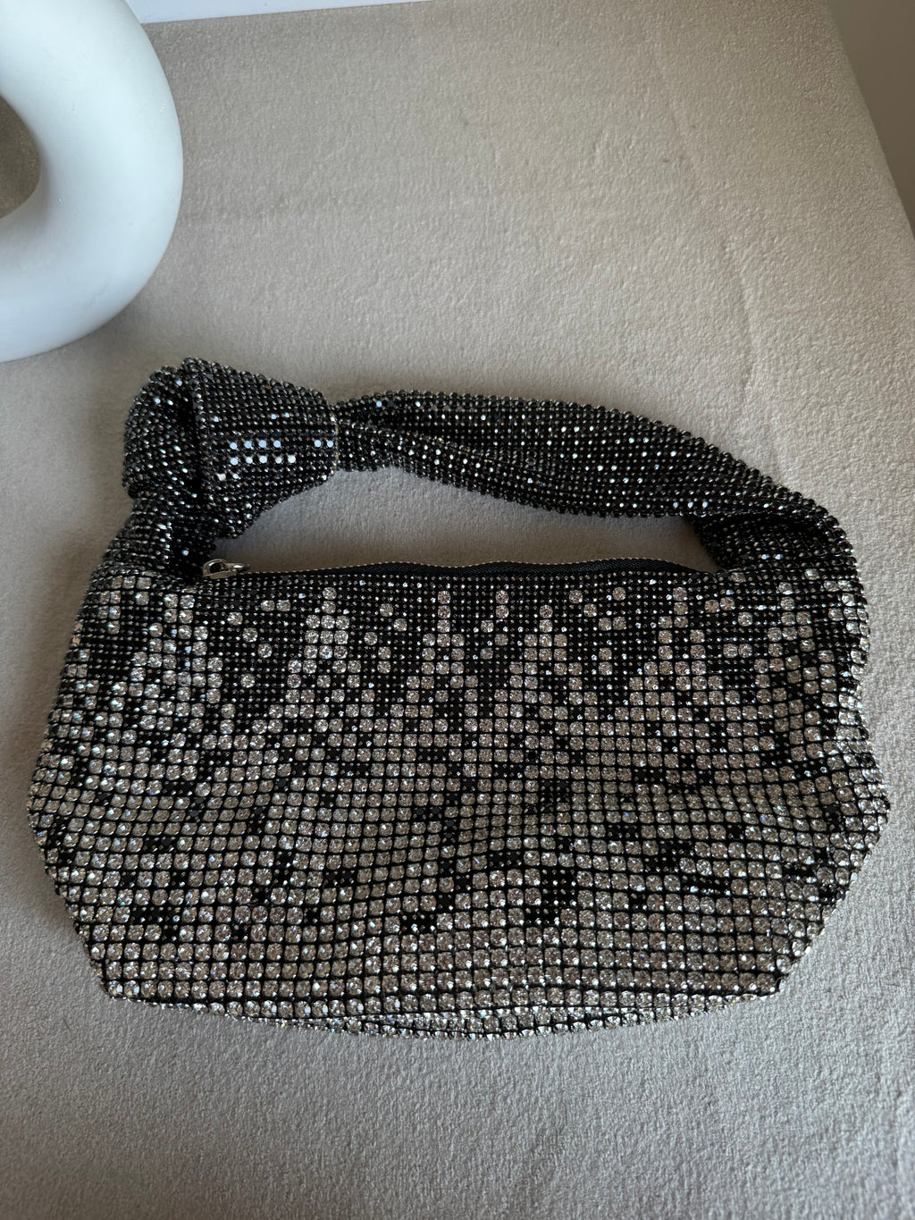 Party Wear Rhinestone Bow Bag - Black