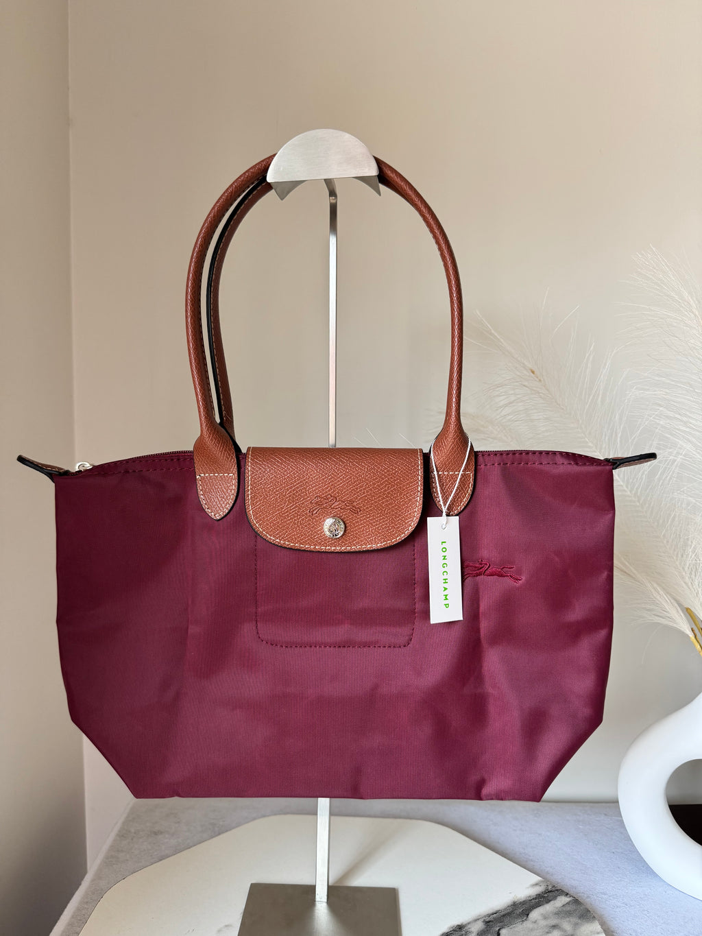 Longchamp Tote MEDIUM - Wine Red (WITH BRAND LOGO)