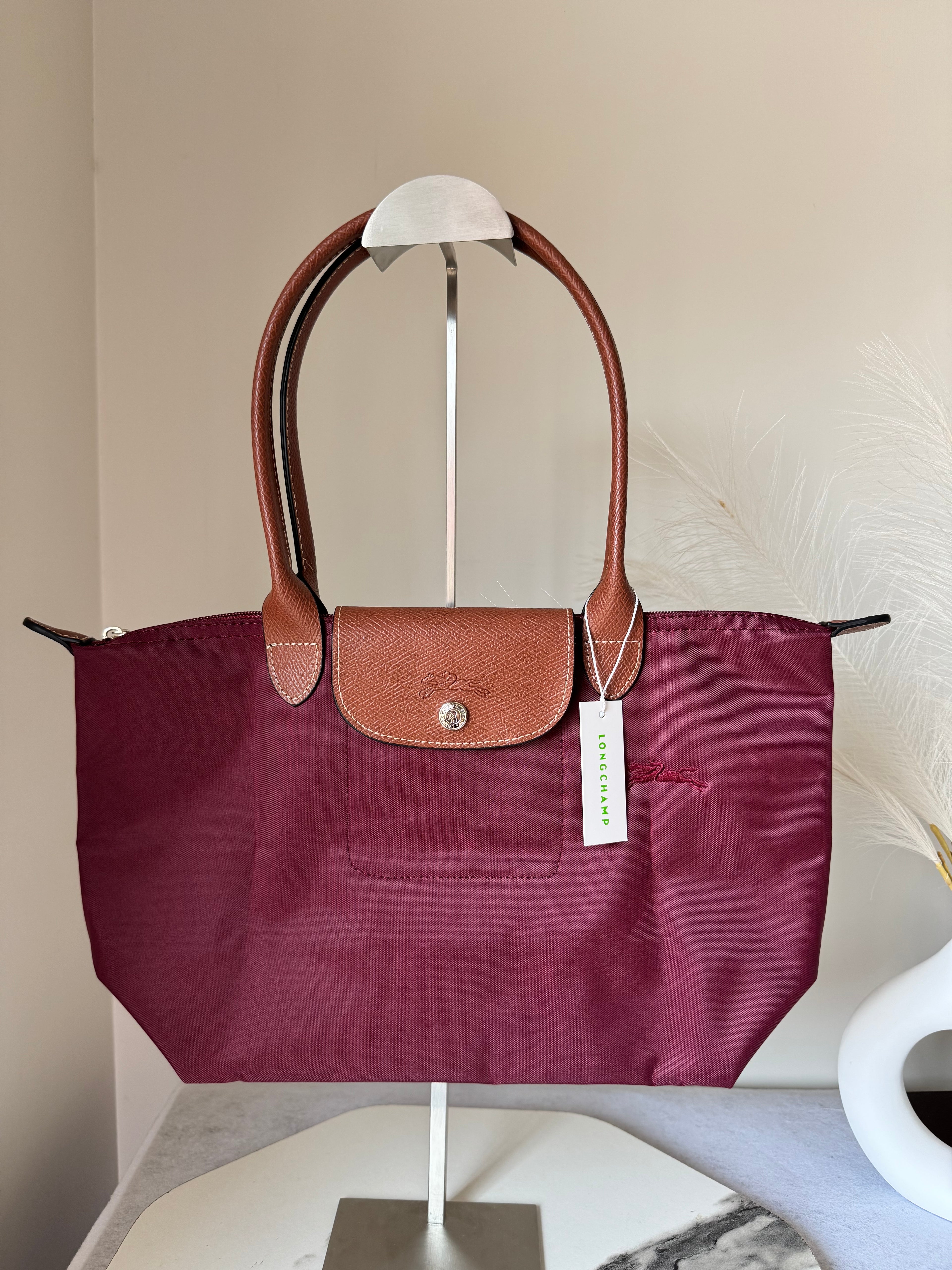 Longchamp Tote MEDIUM - Wine Red (WITH BRAND LOGO)