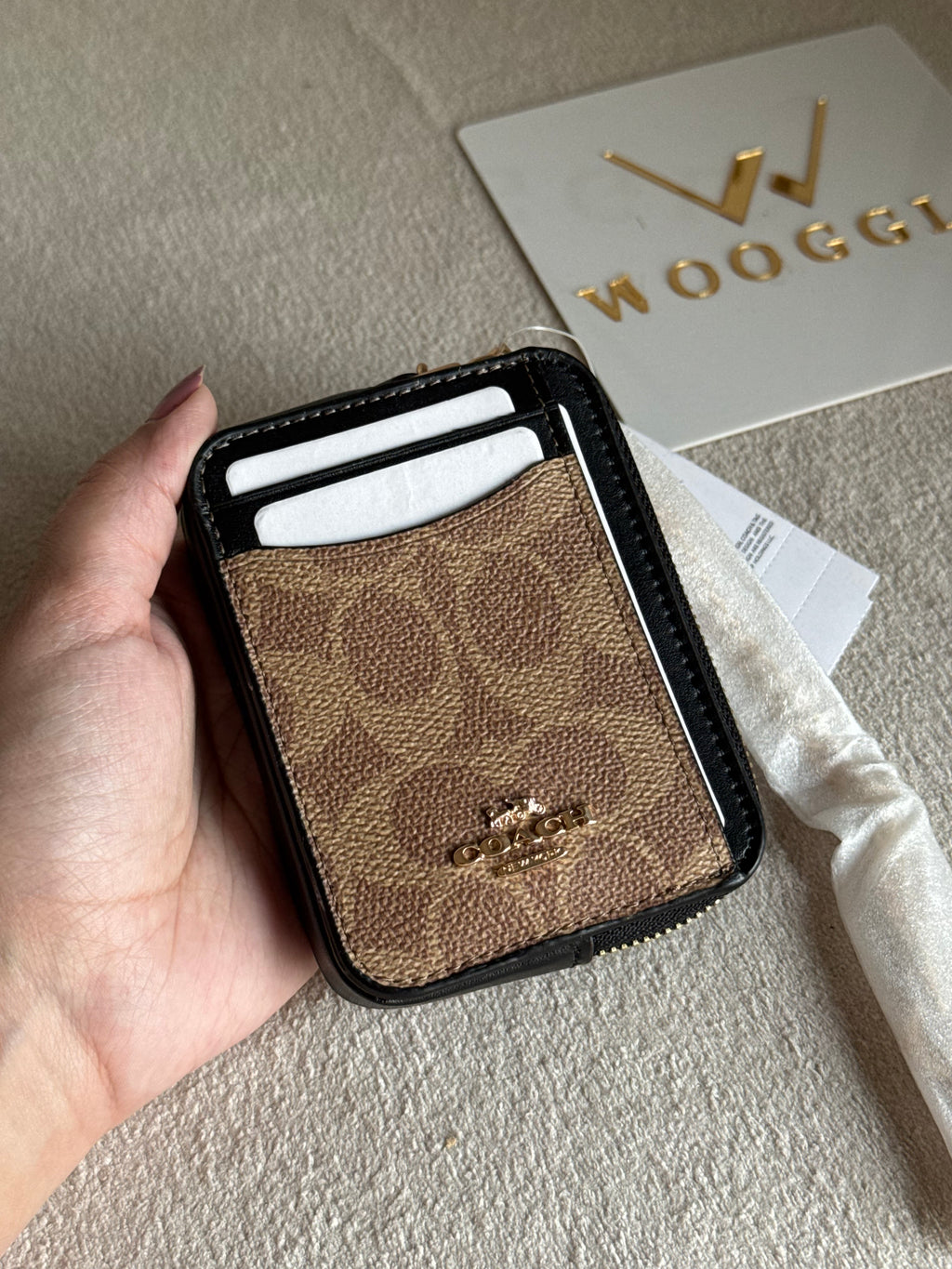 Coach Zip Card Case - Apricot Black