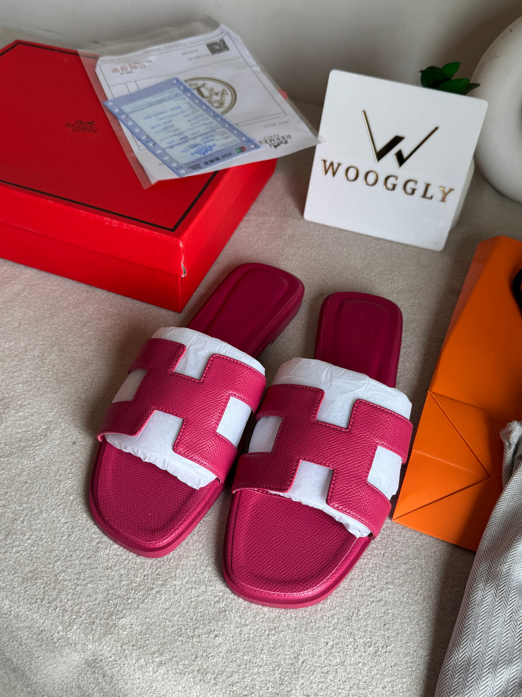 Premium Hermes Slides Hot Pink