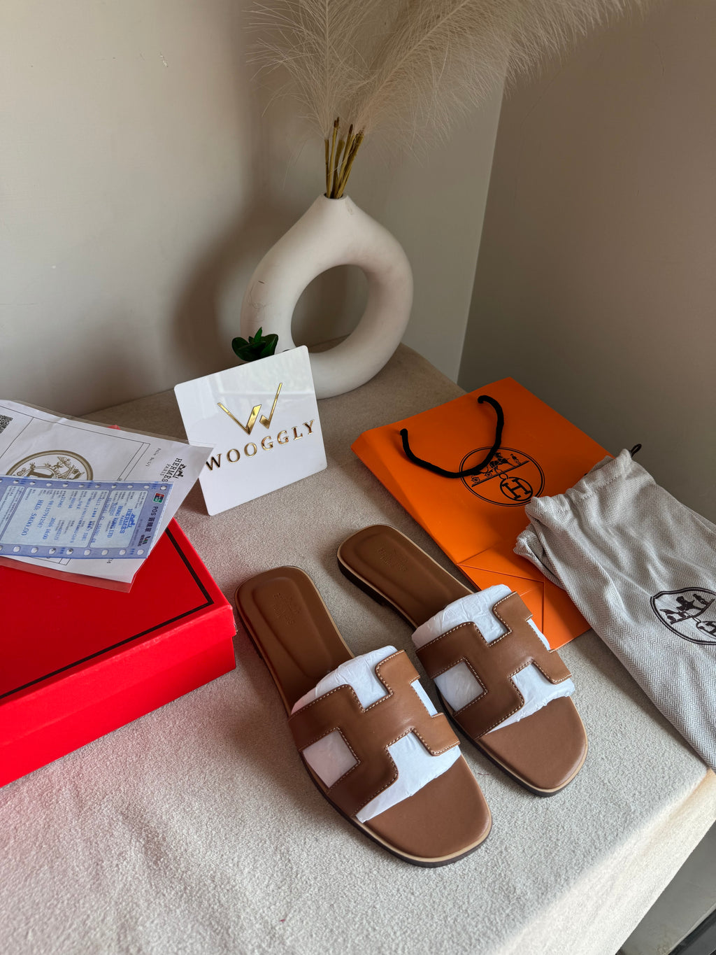 Premium Hermes Slides Brown