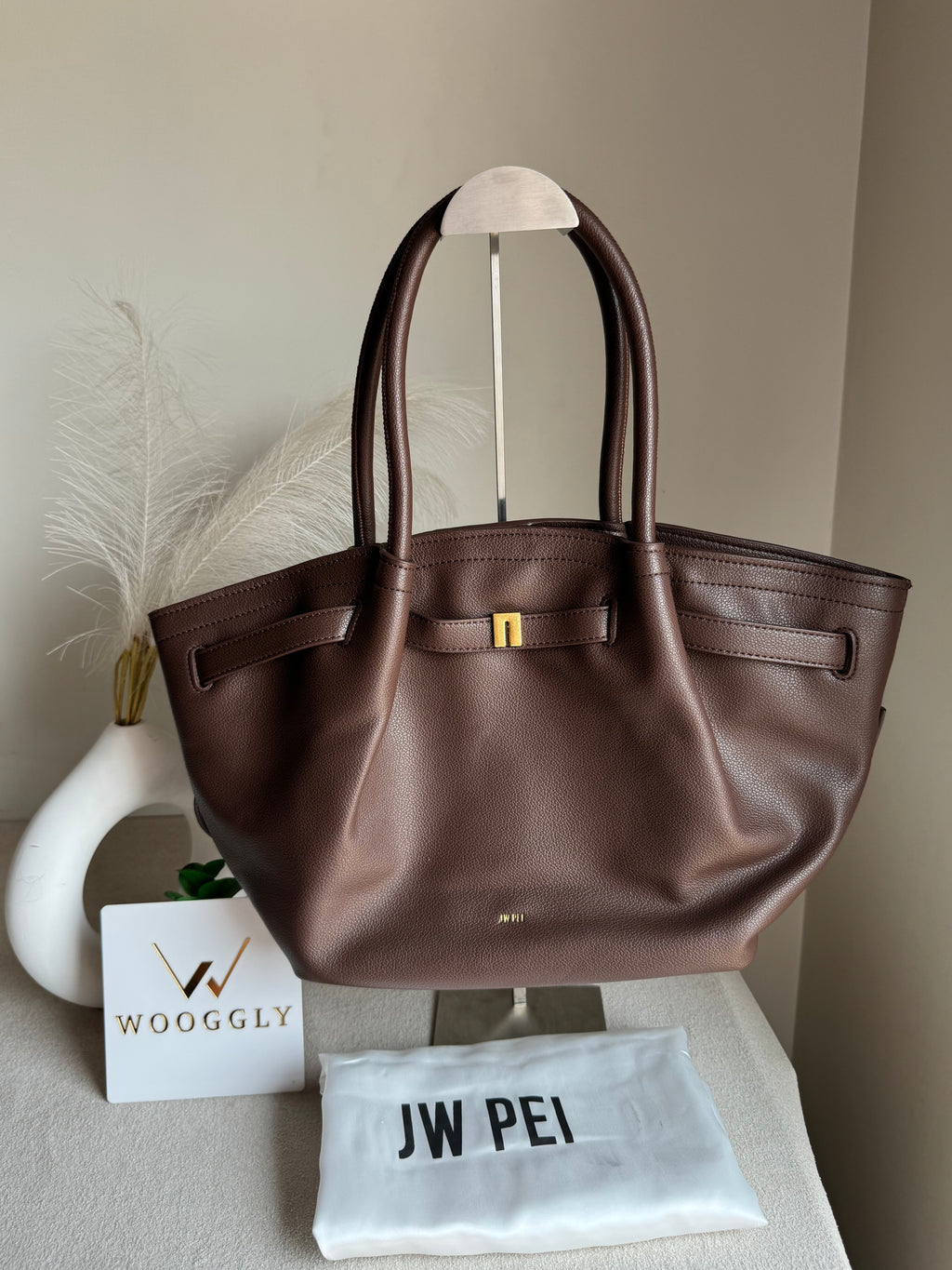 JW PEI Hana Tote Bag - Leather Chocolate Brown