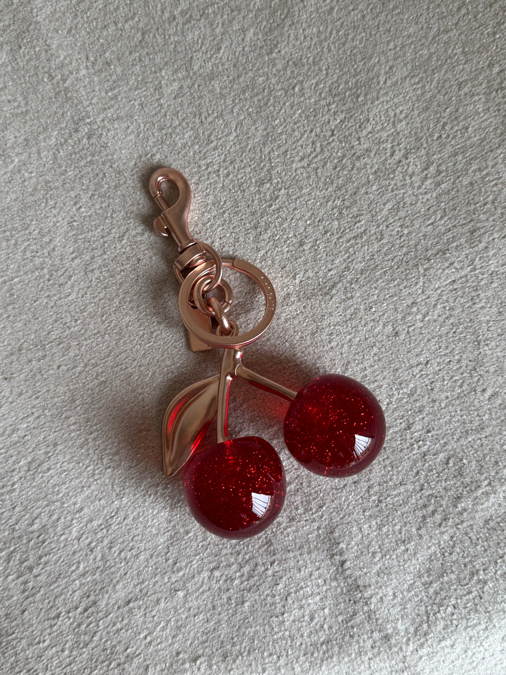 PREMIUM Coach Branded Cherry Bag Charm - Rose Gold