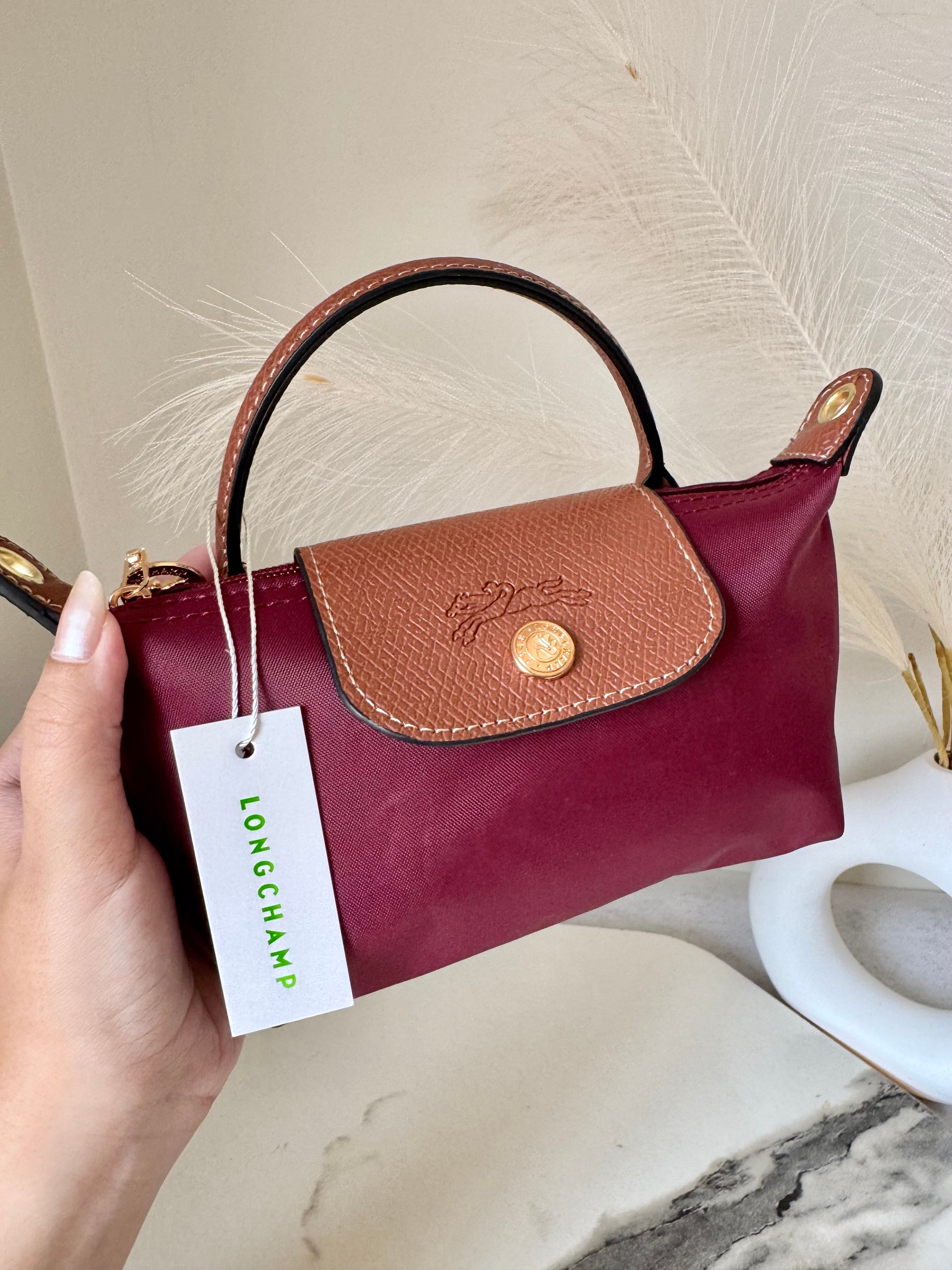LongChamp Crossbody Bag with Strap - Wine Red (WITH BRAND LOGO)