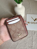 Coach Zip Card Case - Apricot with Chocolate Brown