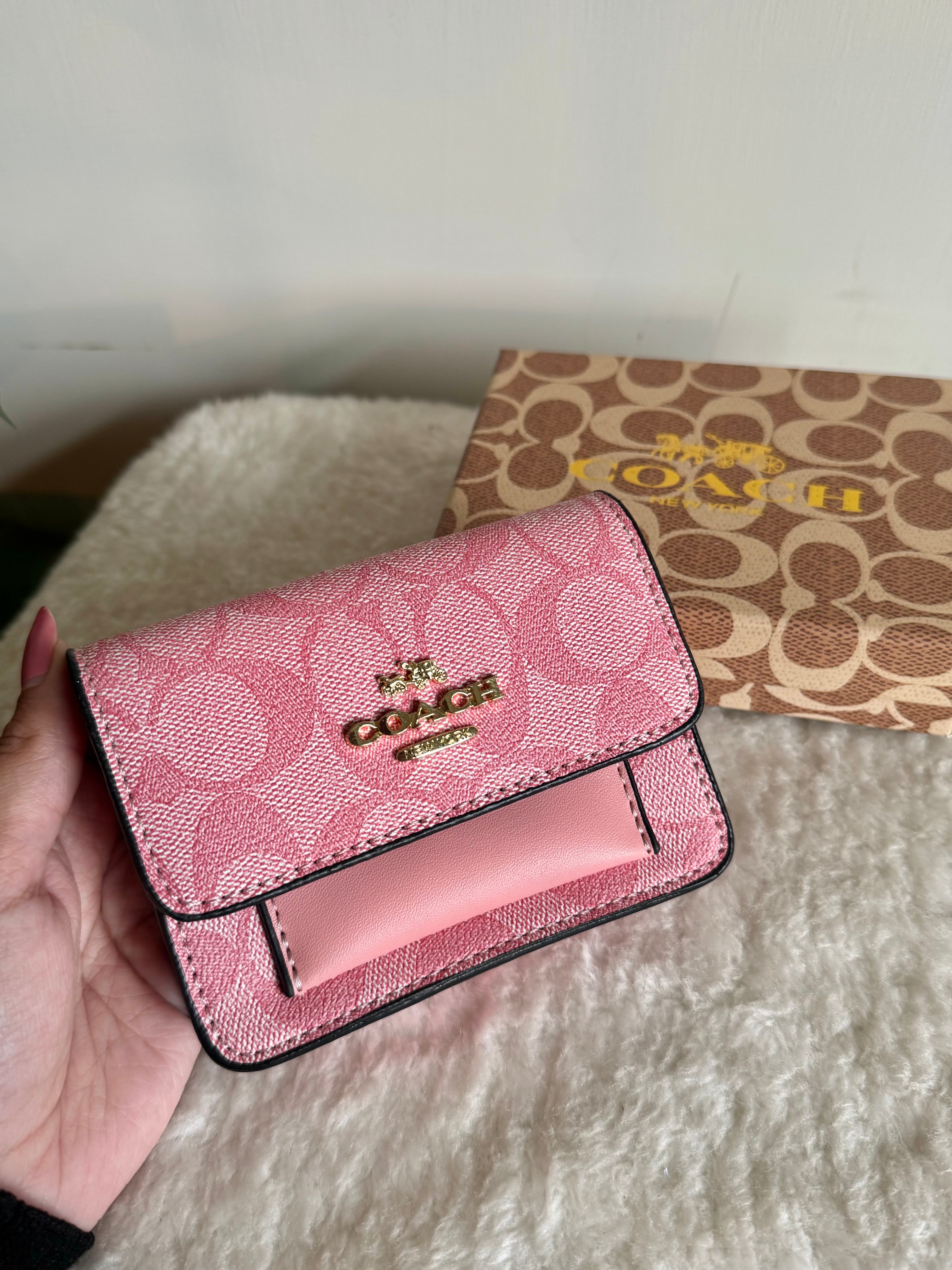 Coach Wallet with Detachable Long Chain - Pink
