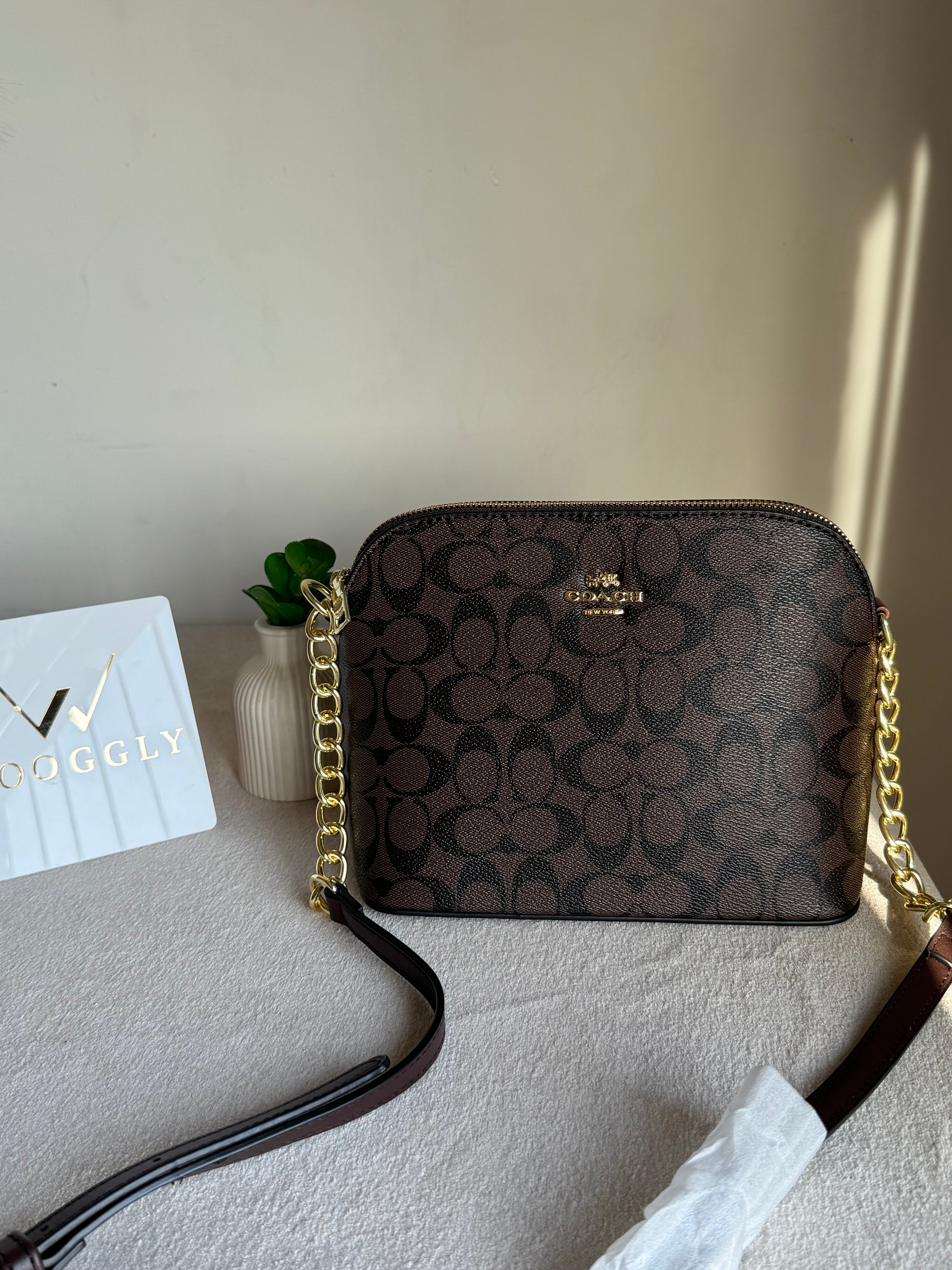 COACH Premium Crossbody Bag - Signature Brown