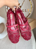 Zara Embroided Net Pumps - Maroon
