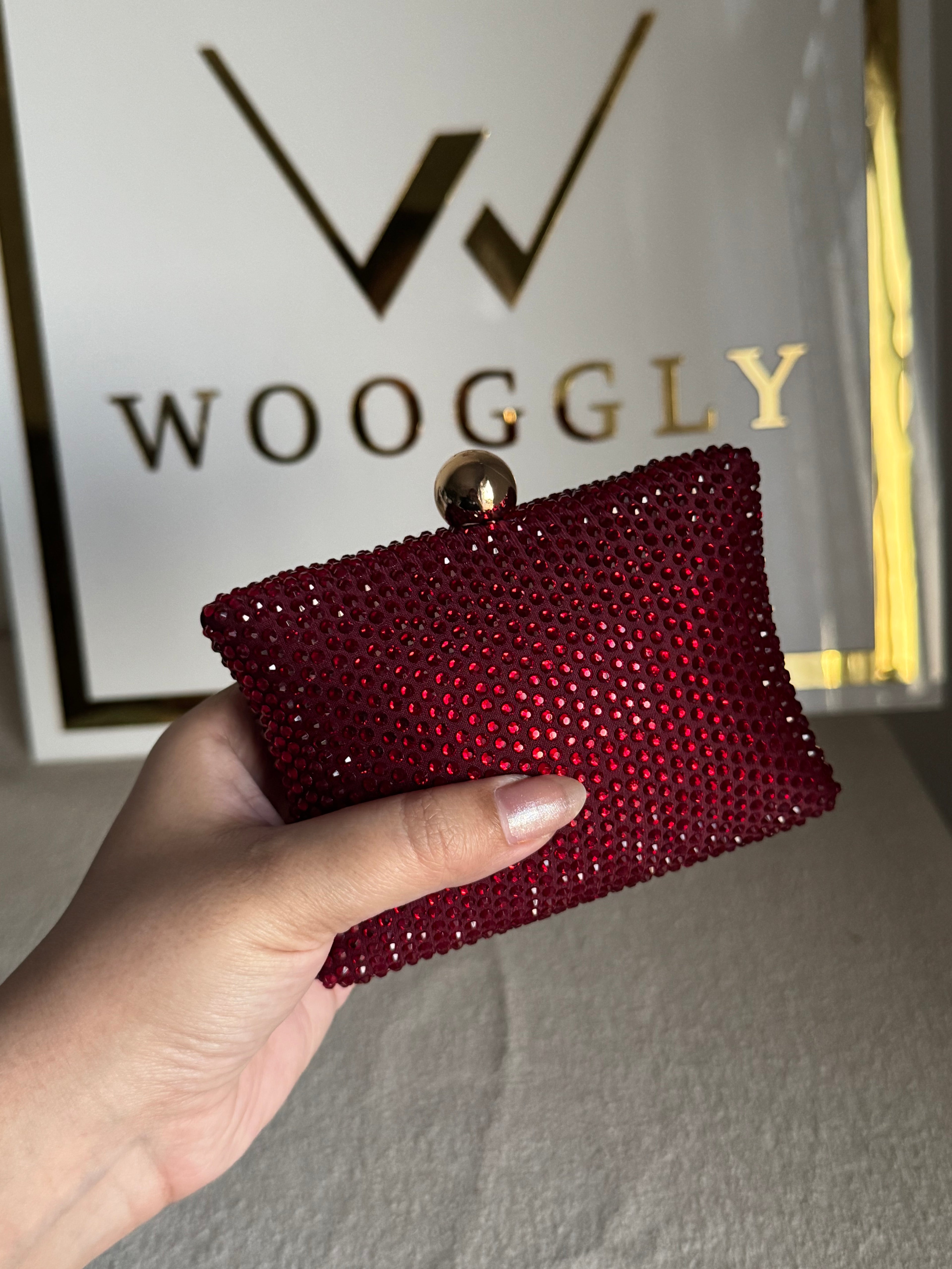 Muse Swarovski Clutch - Reddish Maroon