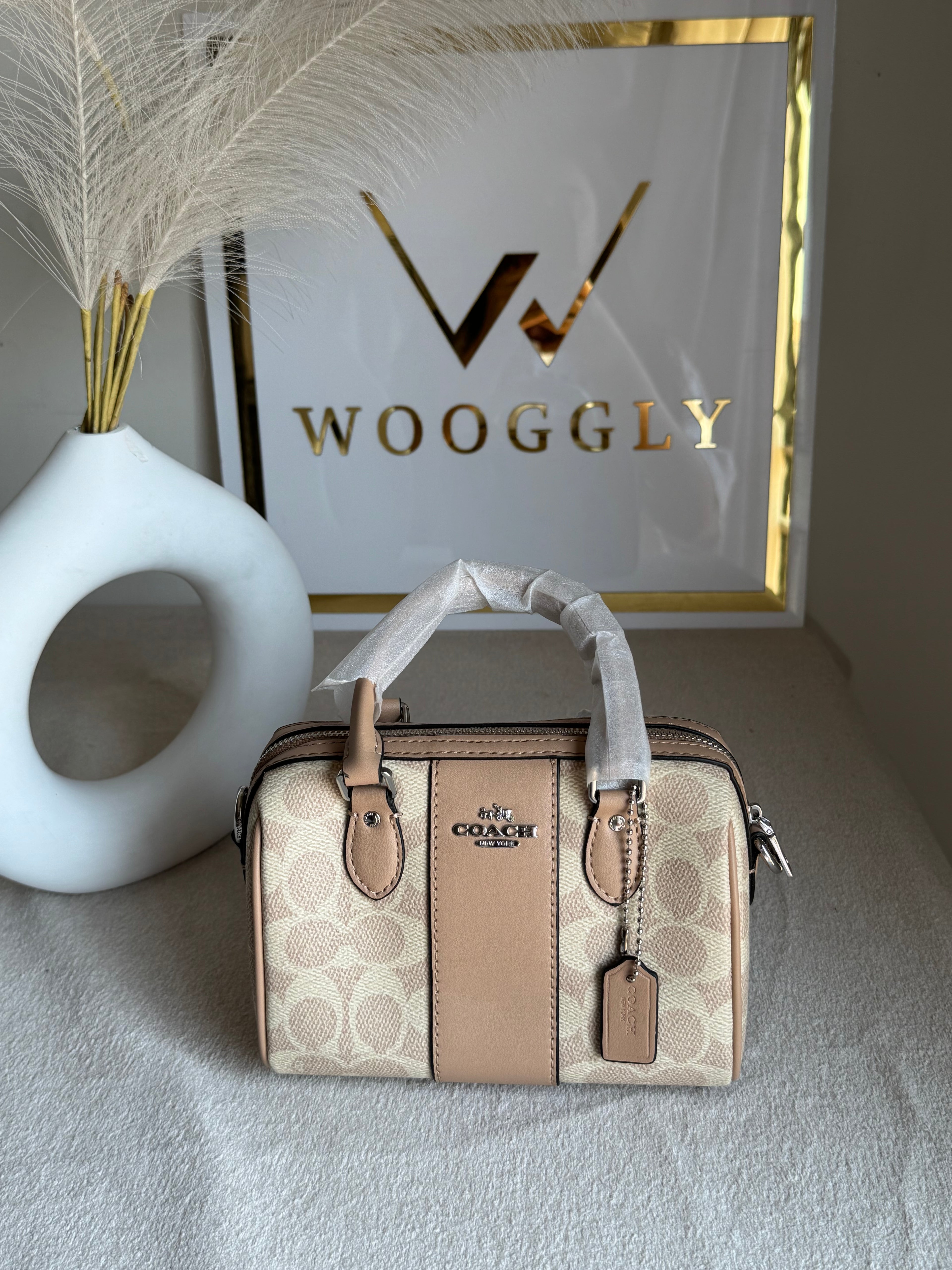 COACH Mini Duffle Bag PREMIUM with Long Strap (Beige) - BOX PACKING