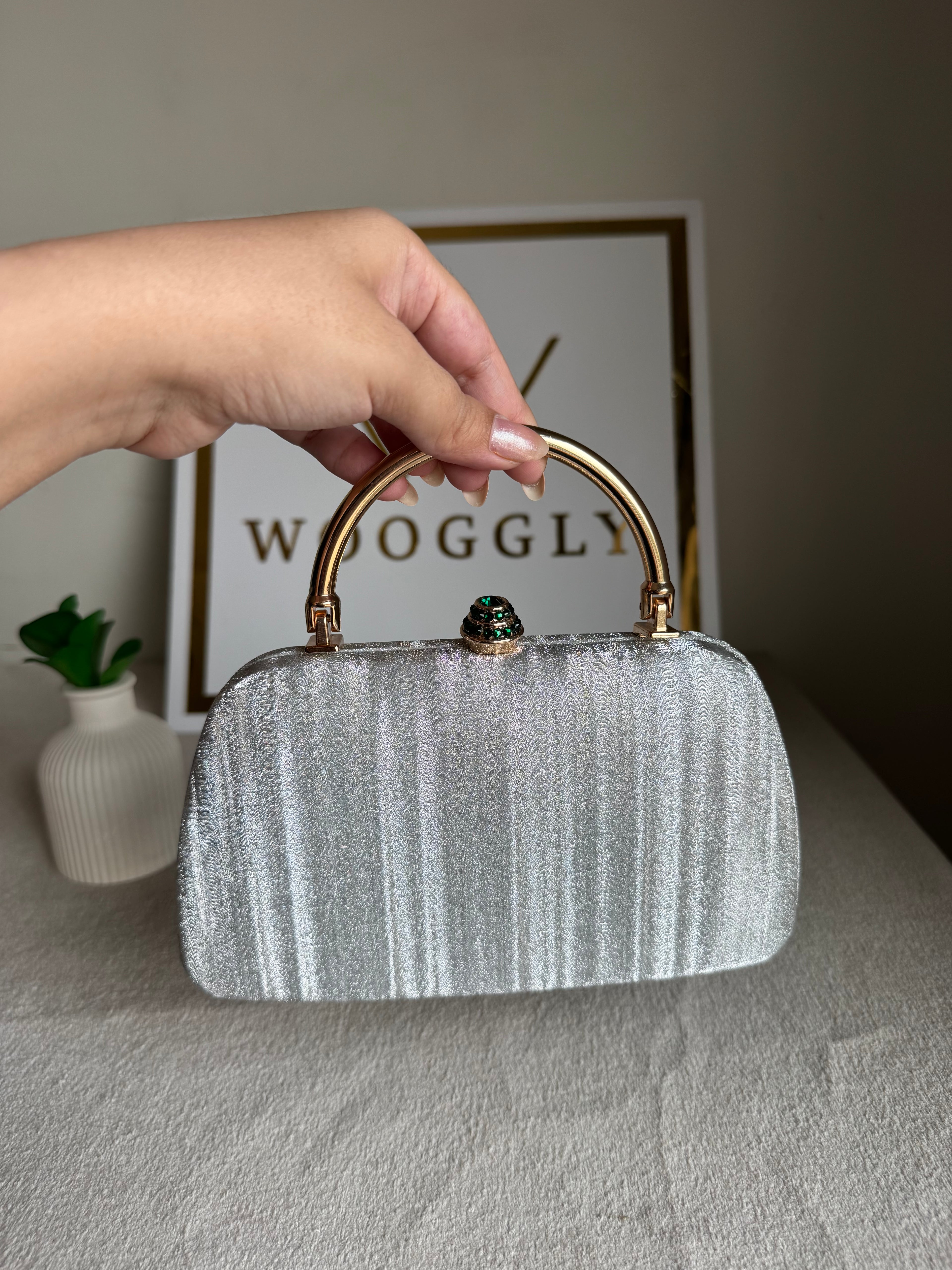 Satin Glow Clutch (Silver)