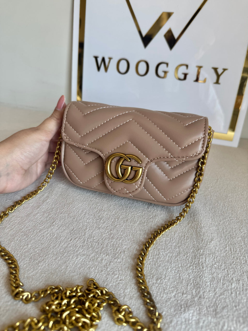 Gucci Signature Bag SMALL - Beige with Box Packing