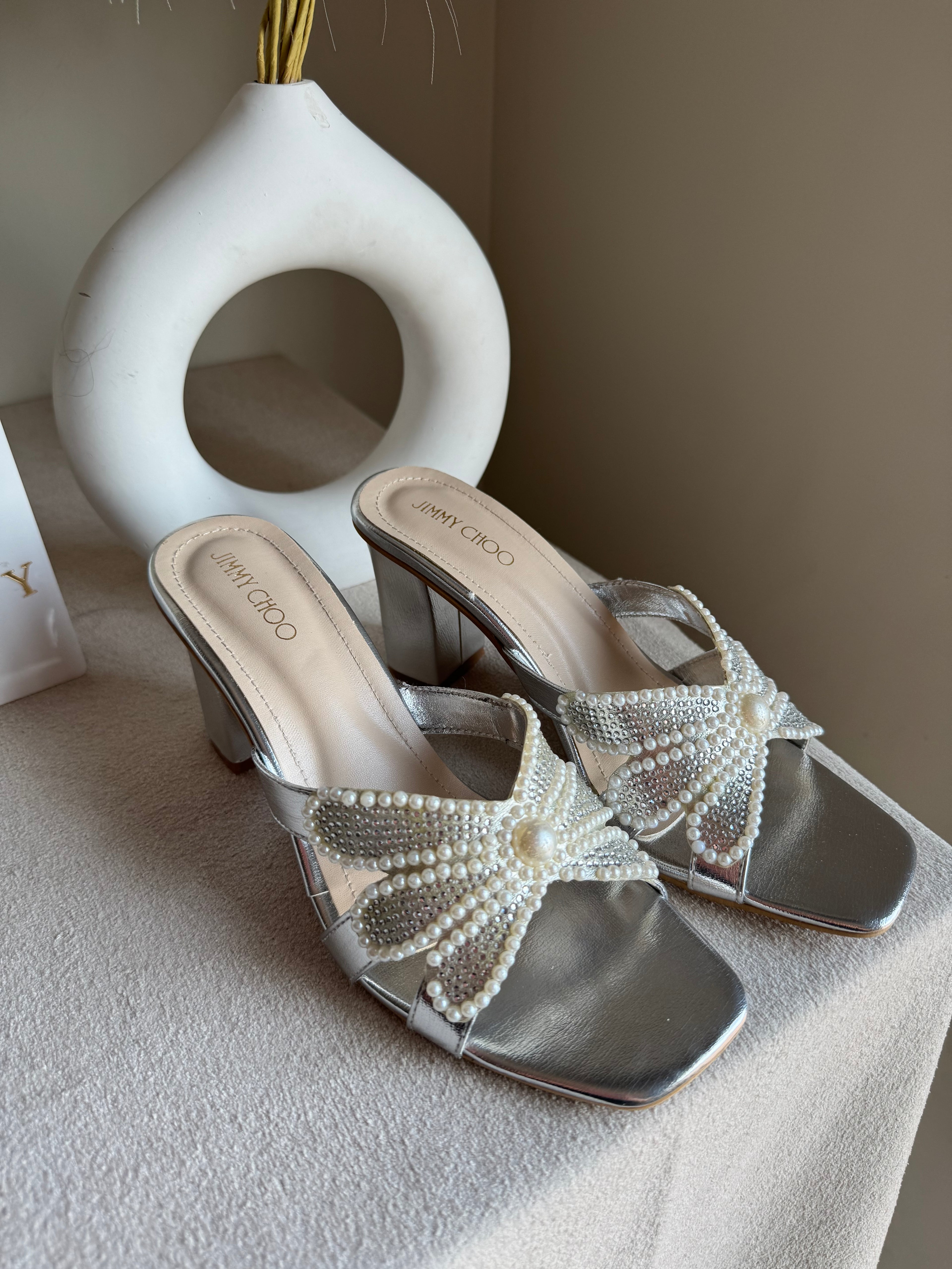 Jimmy Choo Pearl Heels - Silver