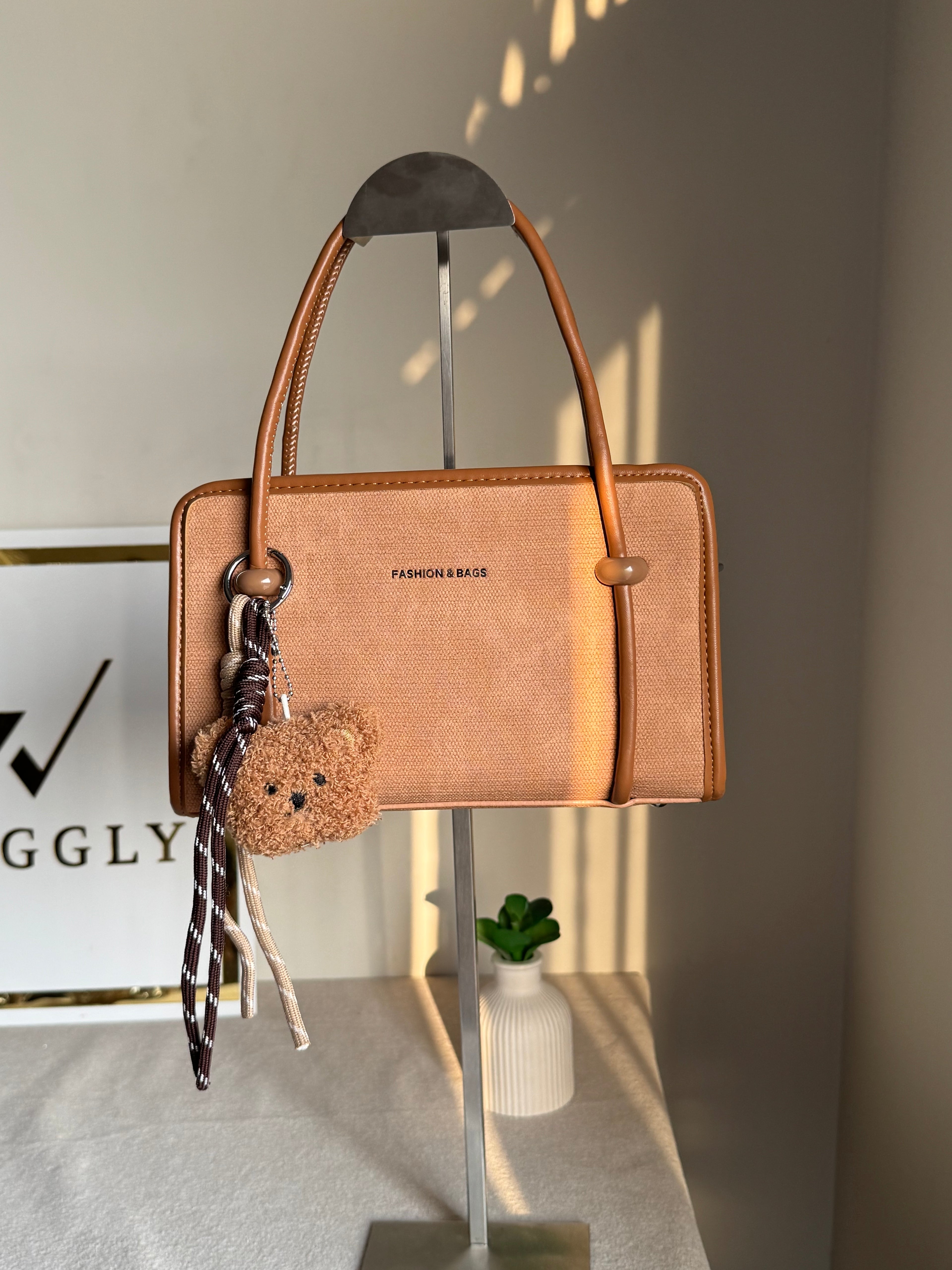 Coco Beige Teddy Bag with Teddy Bag Charm