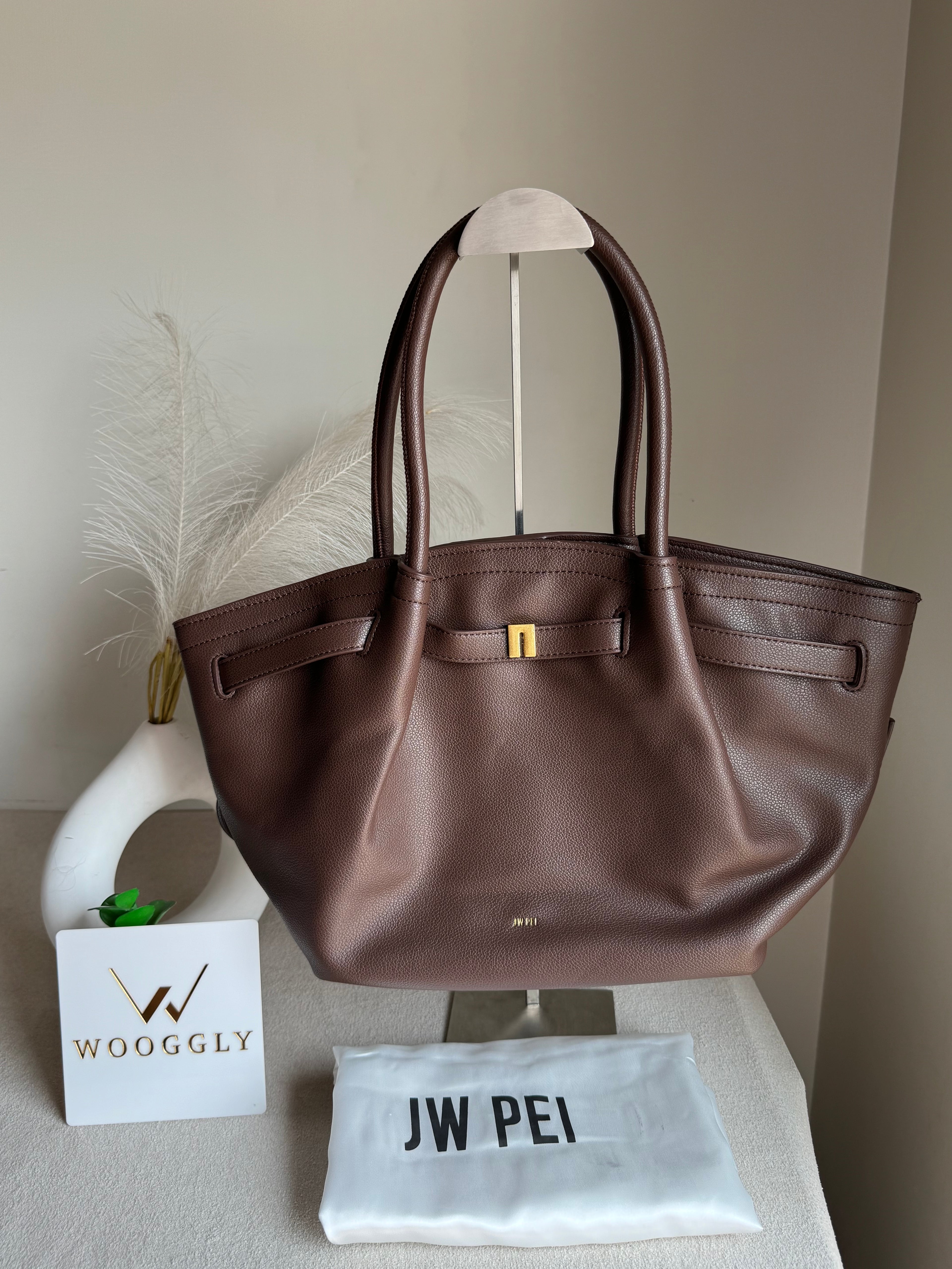 JW PEI Hana Tote Bag - Leather Chocolate Brown