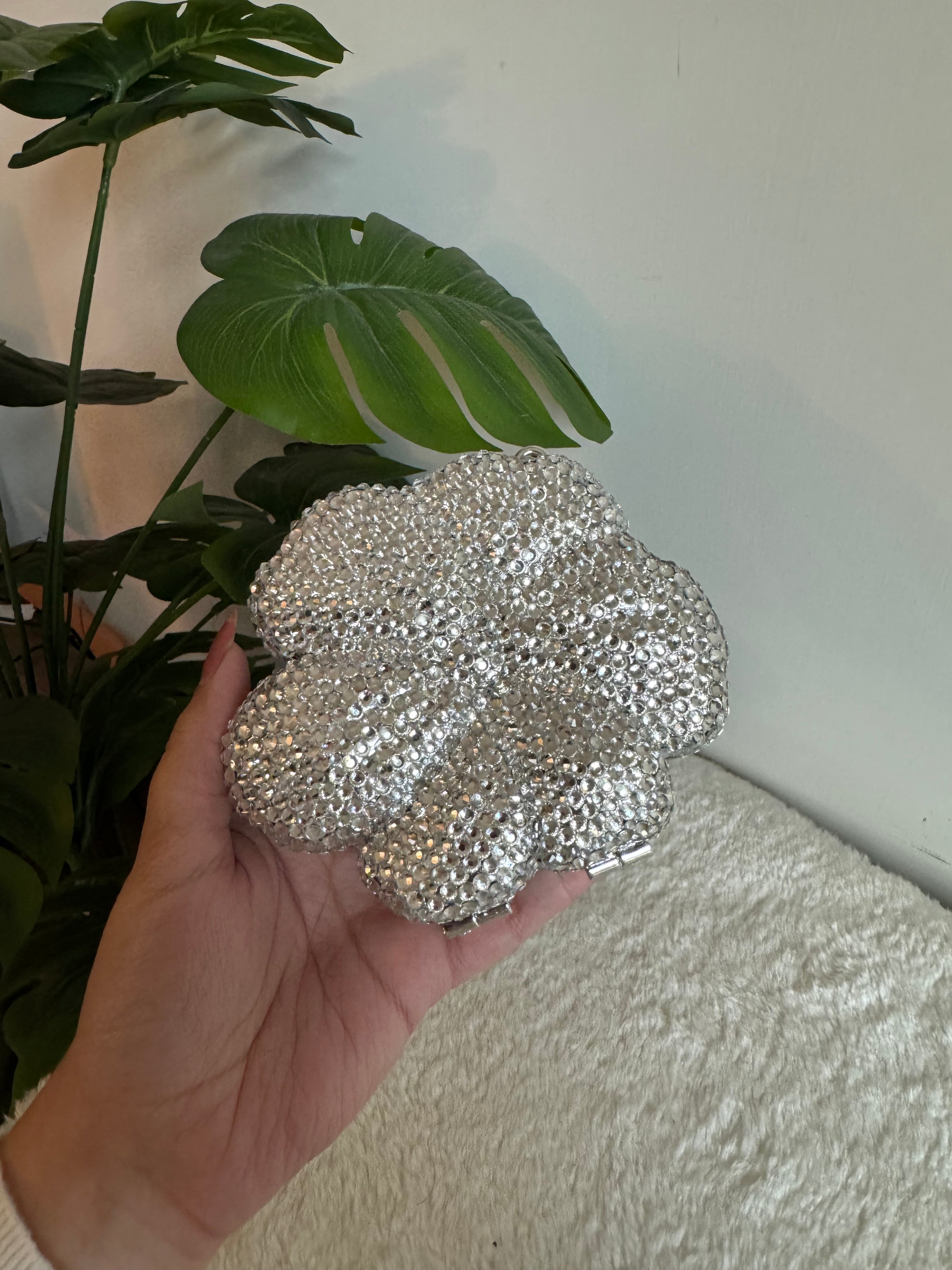 Flower Swarovski Clutch - Mini Silver