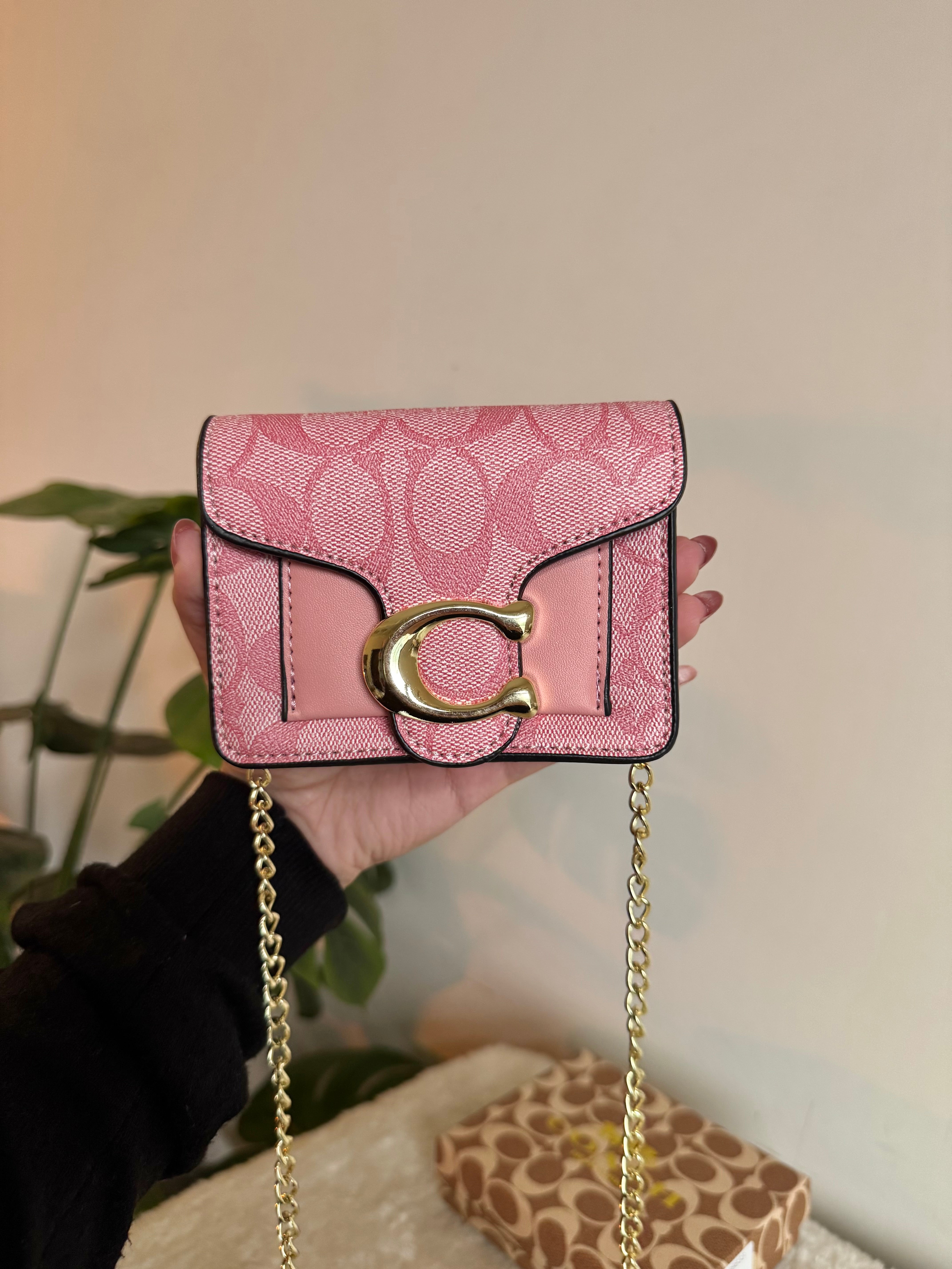 Coach Signature Wallet with Detachable Long Chain - Pink