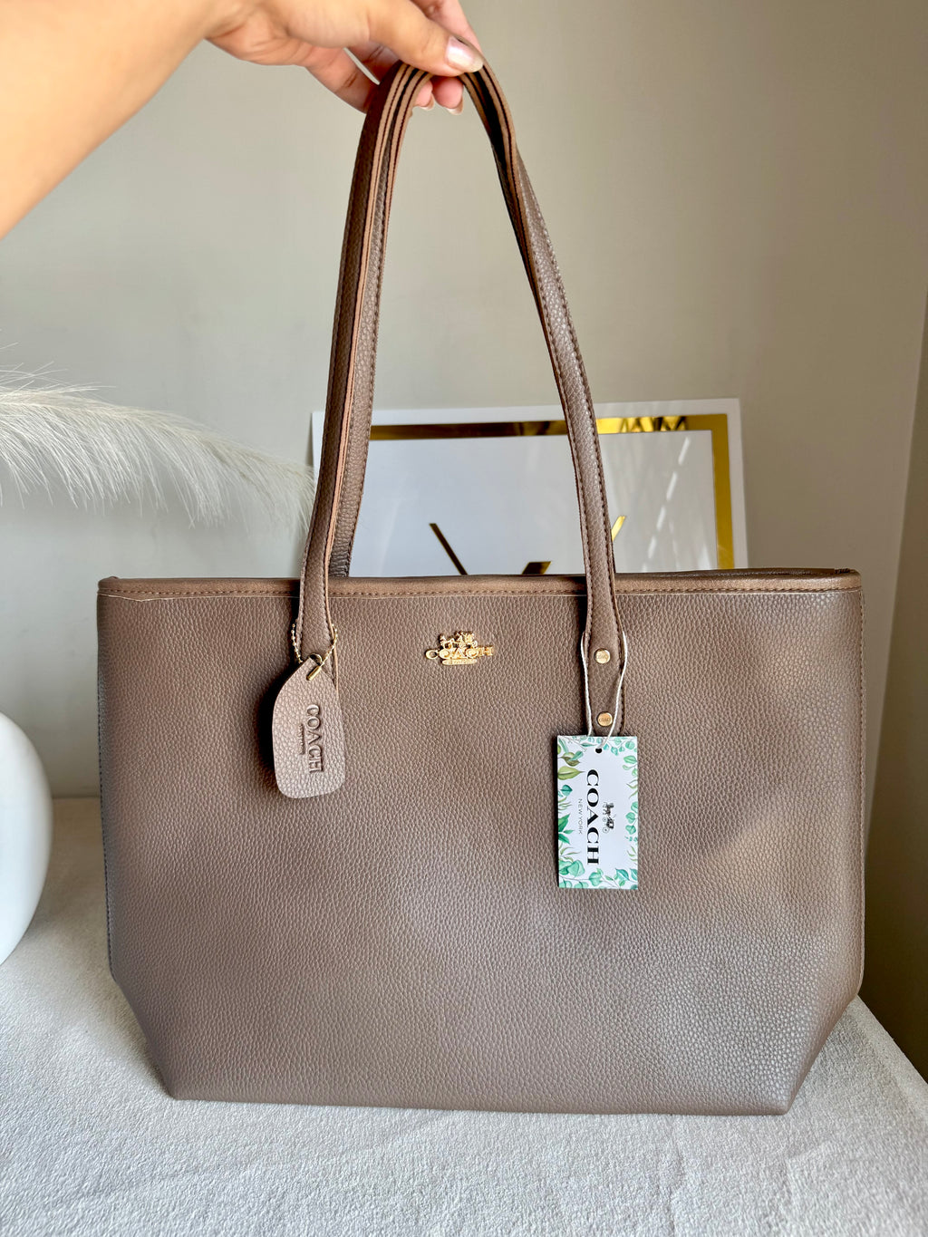 COACH City Tote Bag PREMIUM - Greyish Beige (BOX PACKING)