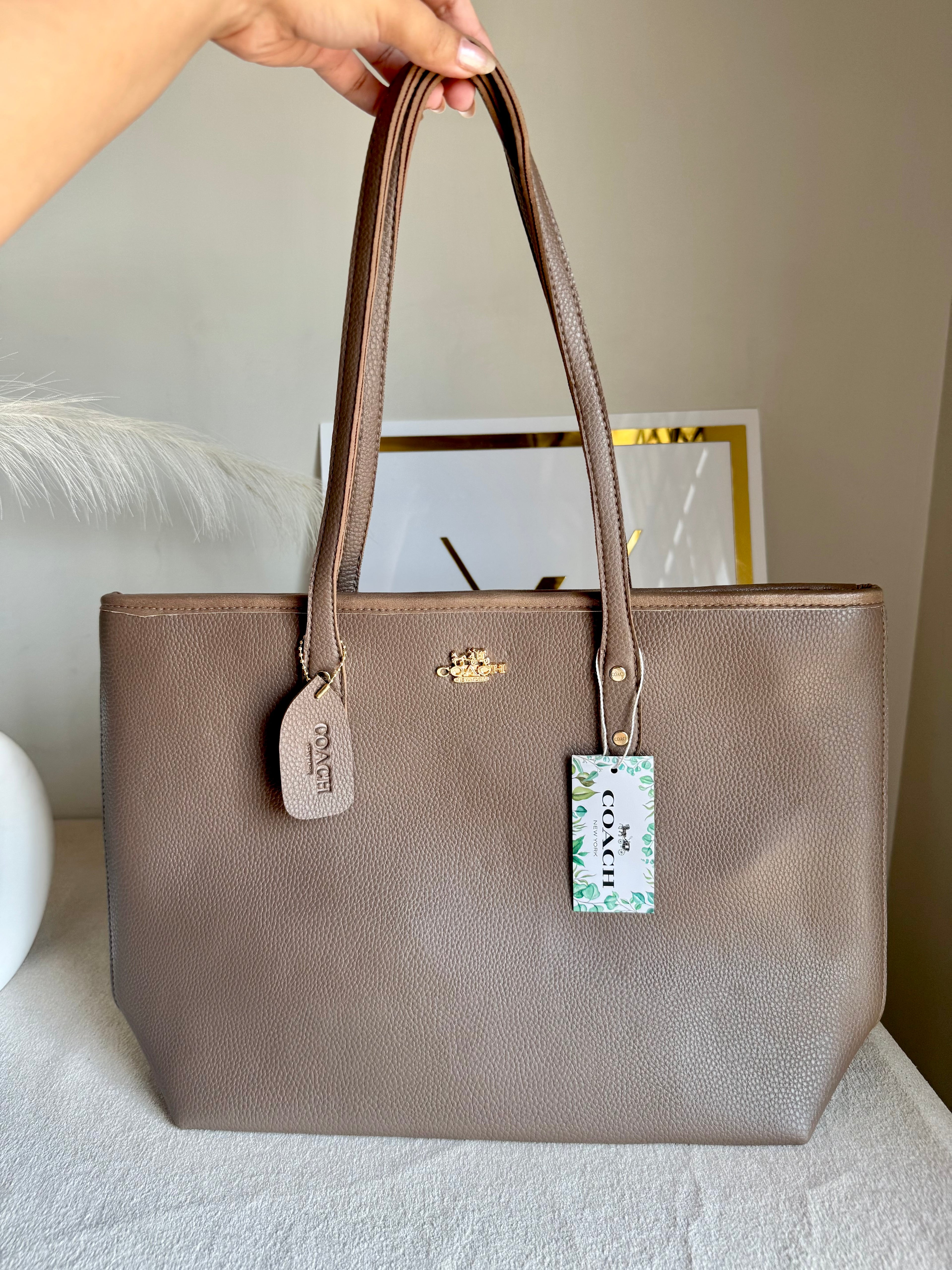 COACH City Tote Bag PREMIUM - Greyish Beige (BOX PACKING)