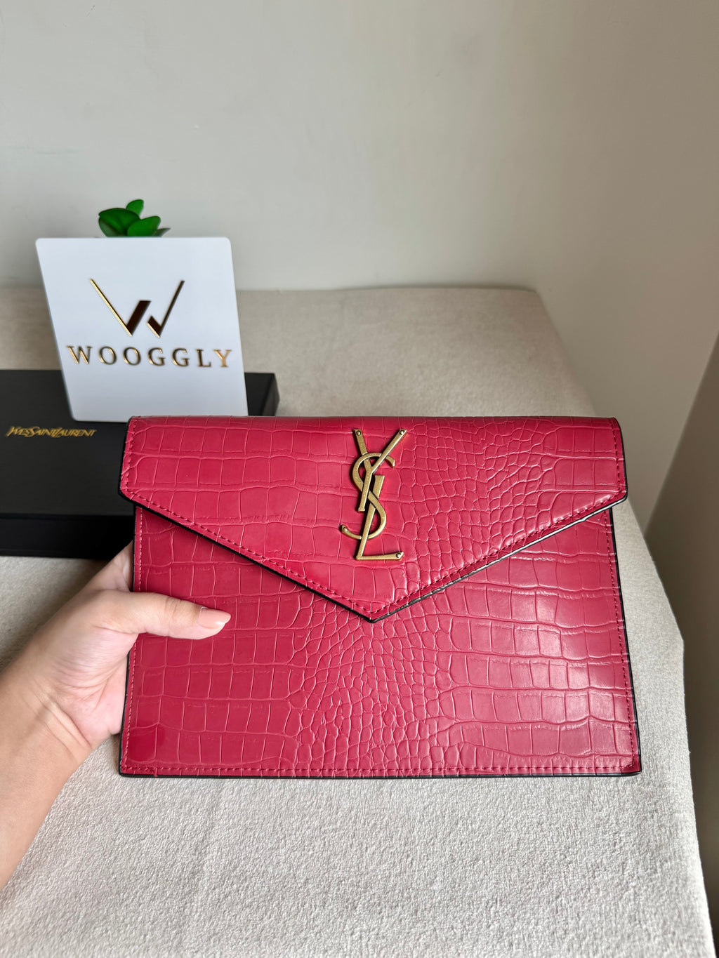 Premium Quality YSL Pouch with Box Packing - Maroon