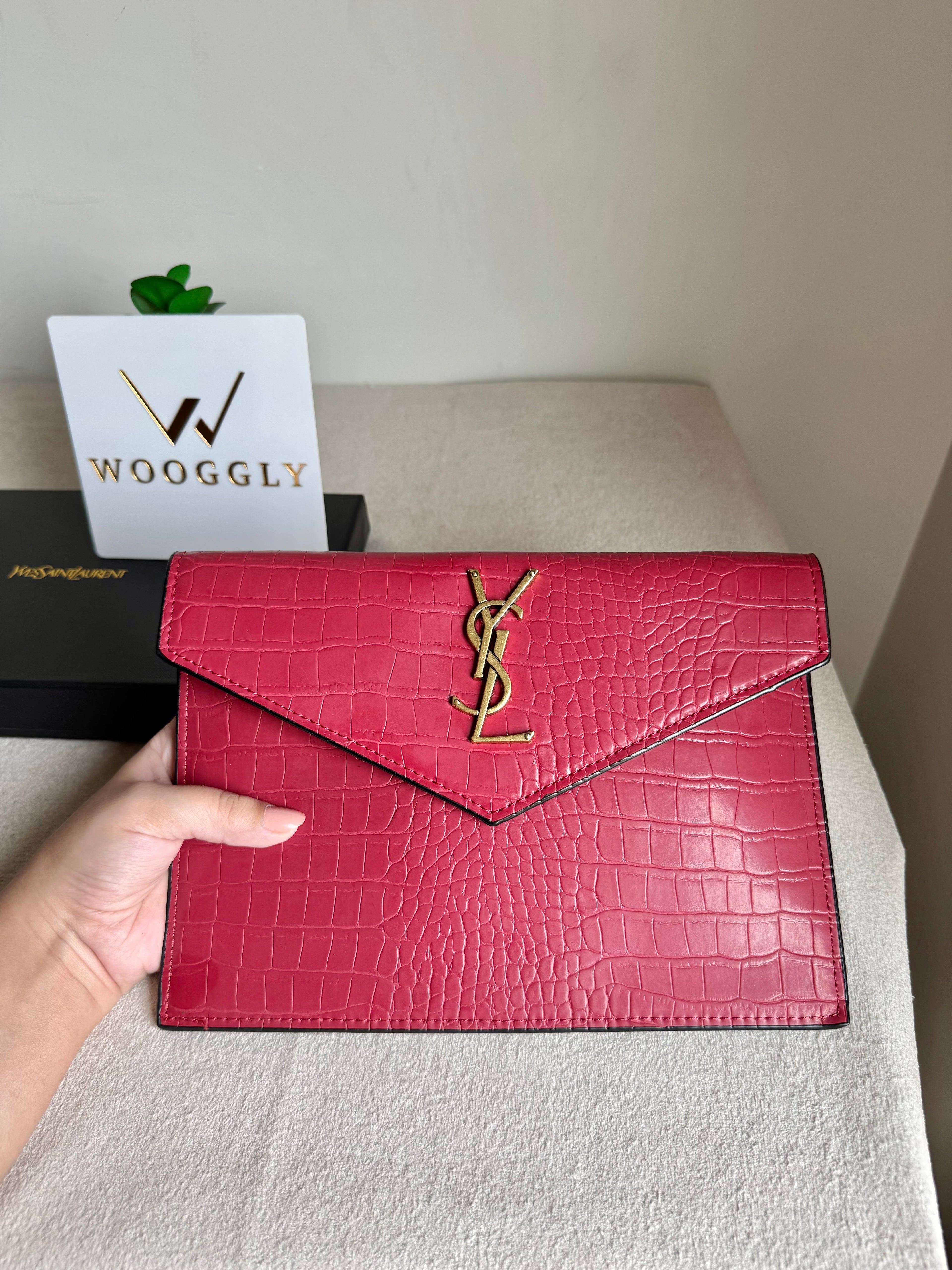 Premium Quality YSL Pouch with Box Packing - Maroon