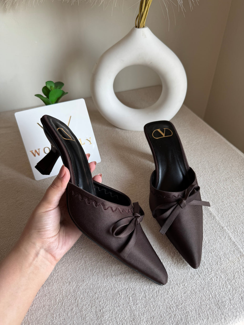 Valentino Bow Heels - Chocolate Brown